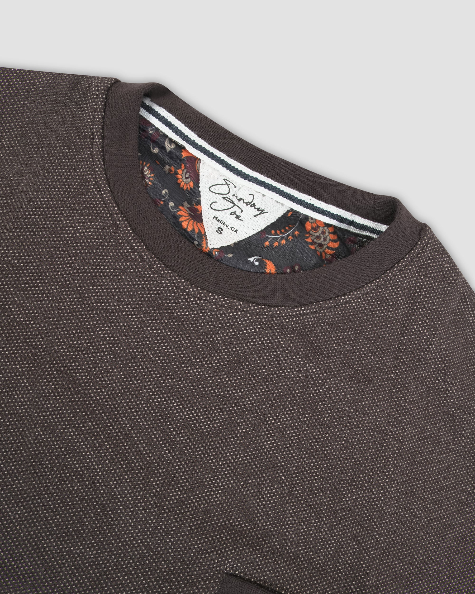Textured Crew Neck T-Shirt with Contrast Trim