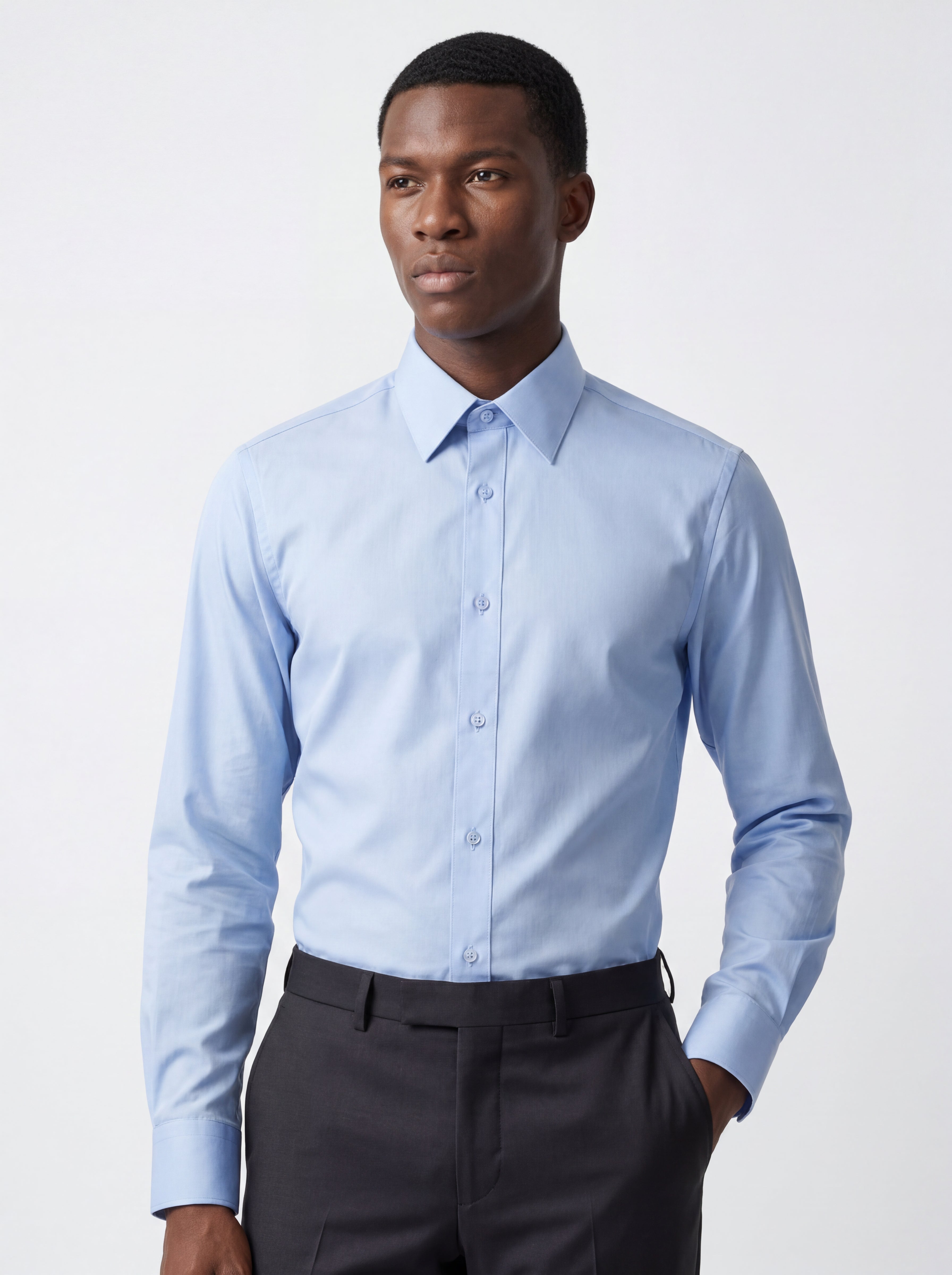 Cotton Blend Slim Fit Dress Shirt