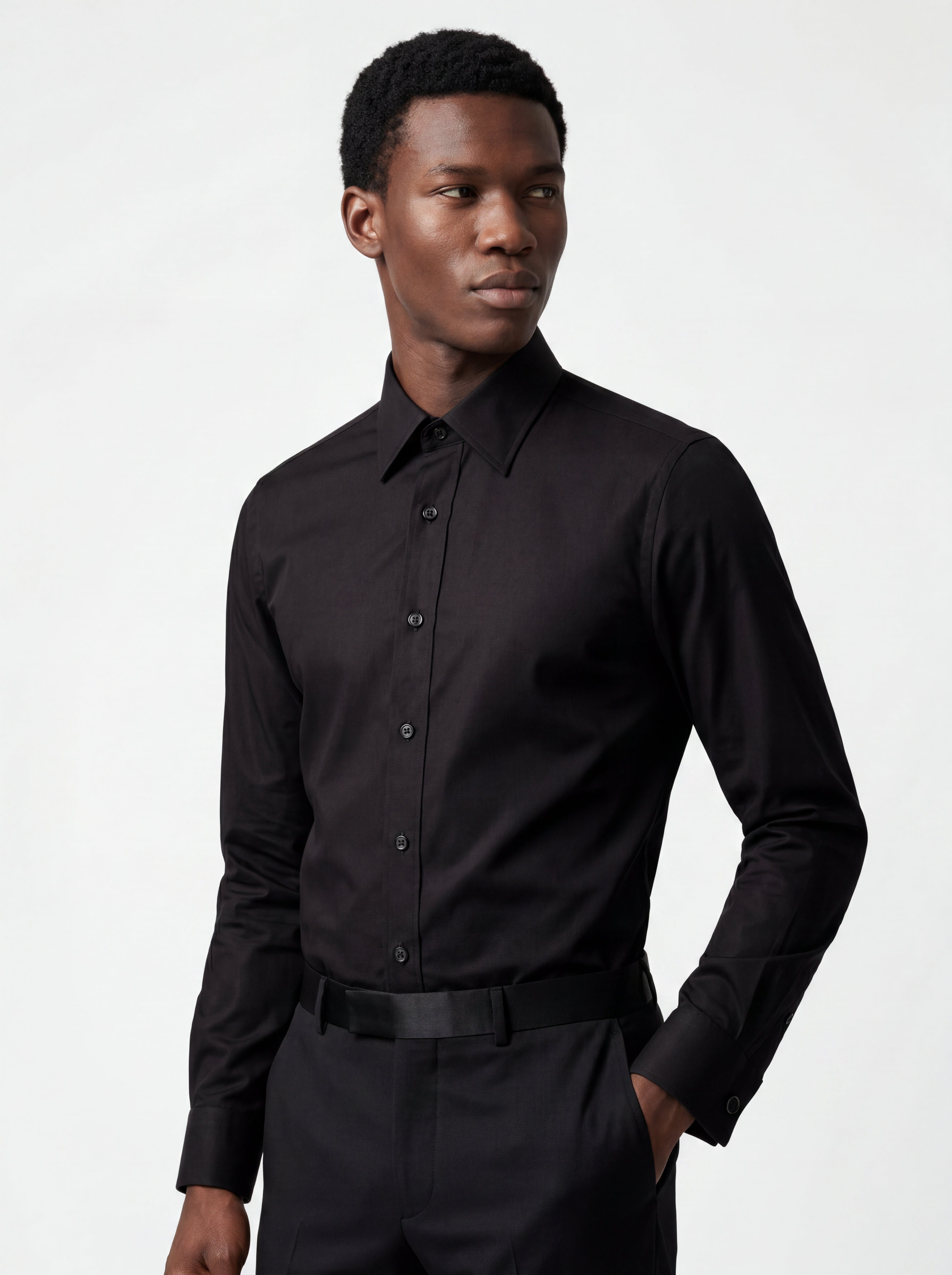 Cotton Blend Slim Fit Dress Shirt