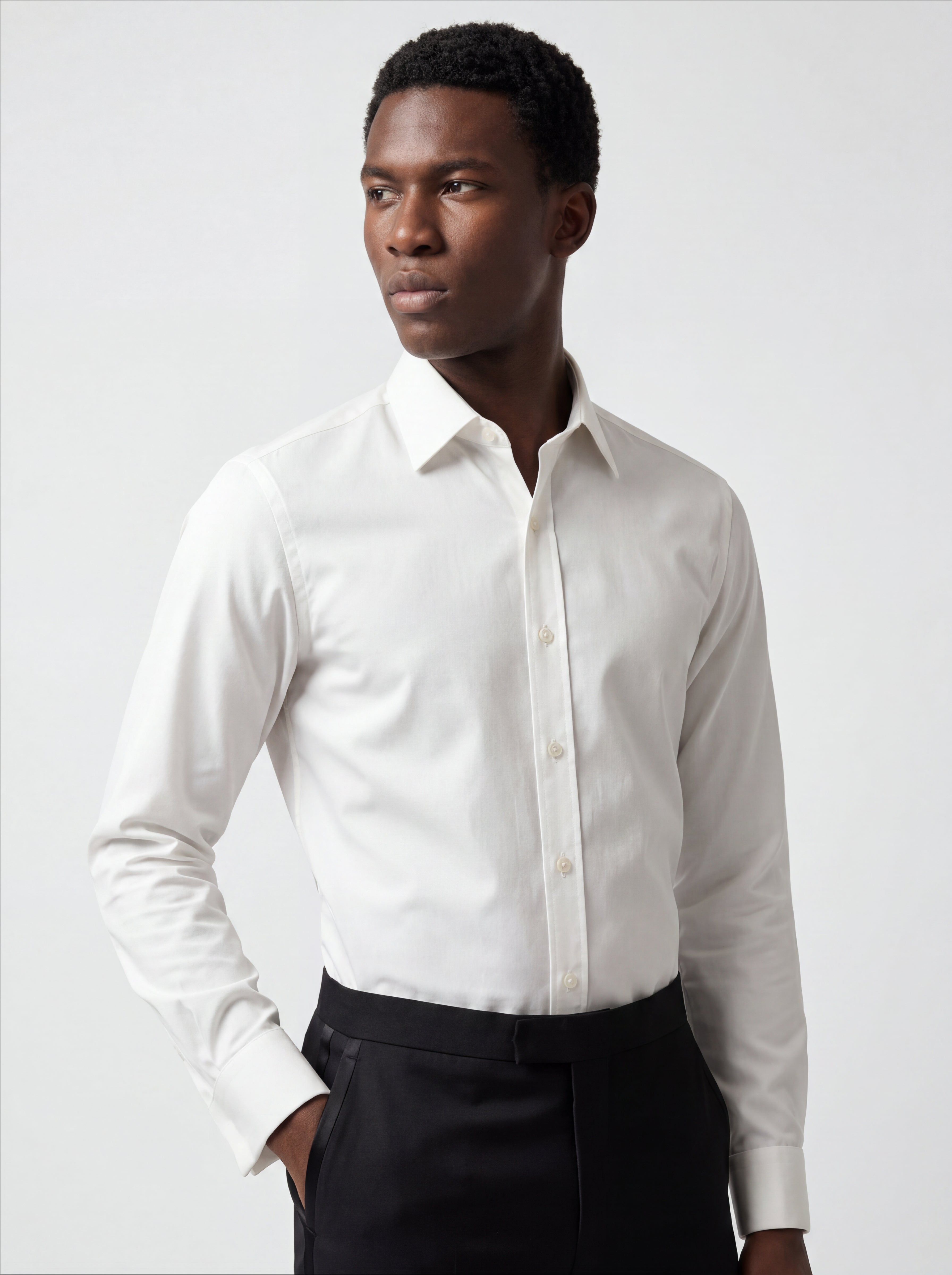 Cotton Blend Slim Fit Dress Shirt