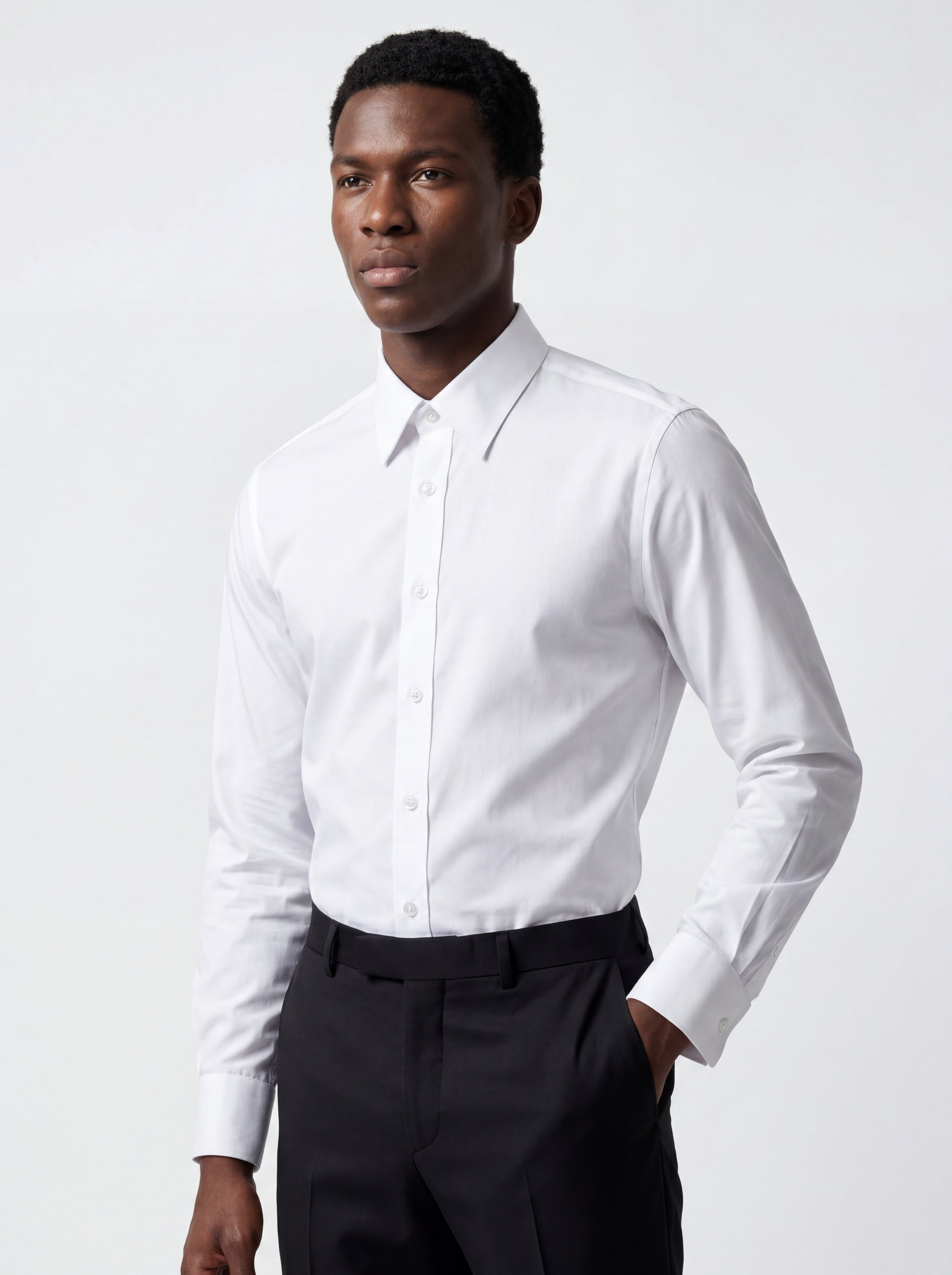 Cotton Blend Slim Fit Dress Shirt