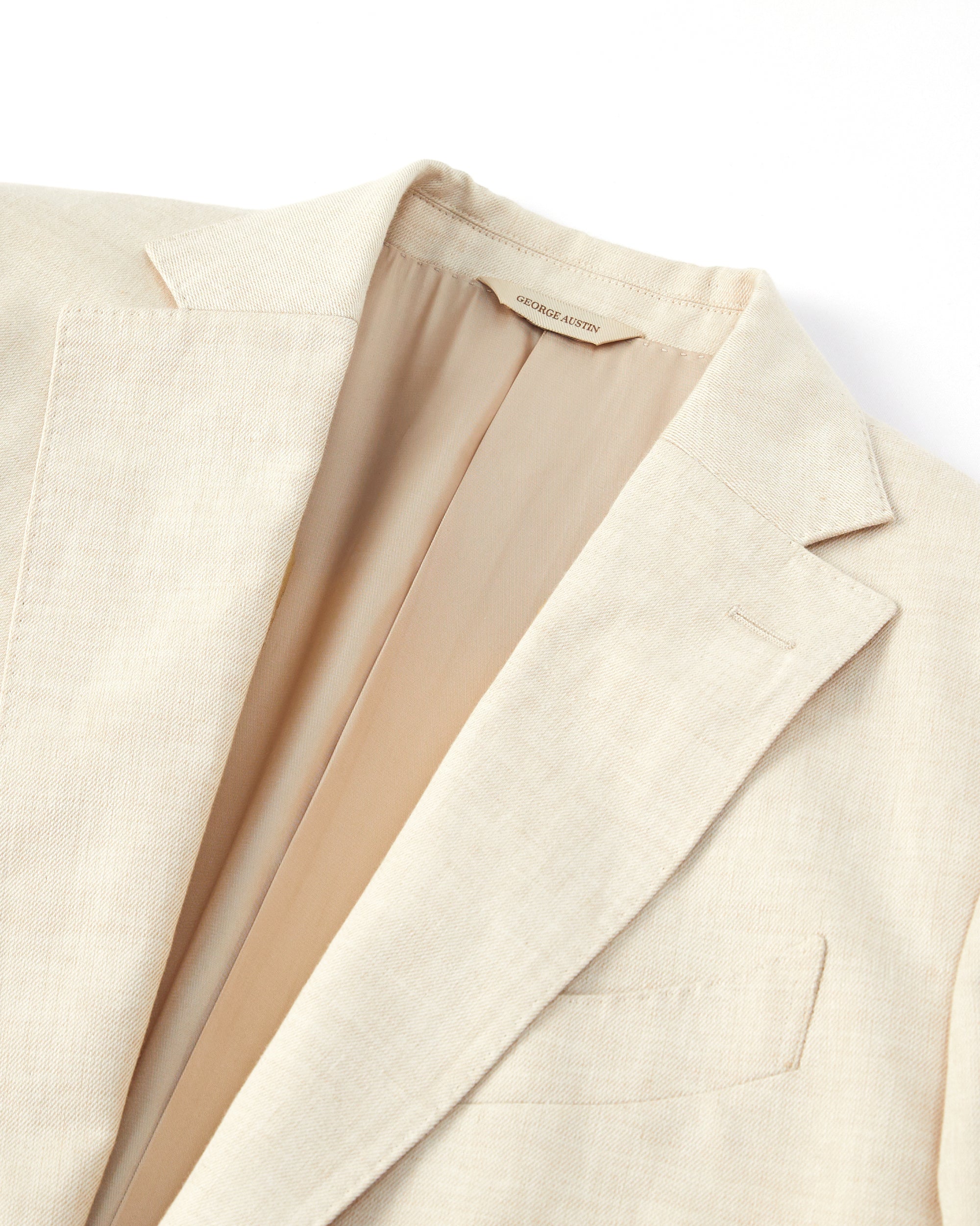 Coastal Luxury Tan Linen-Cotton Tailored Fit Suit with Side Buckle Trousers