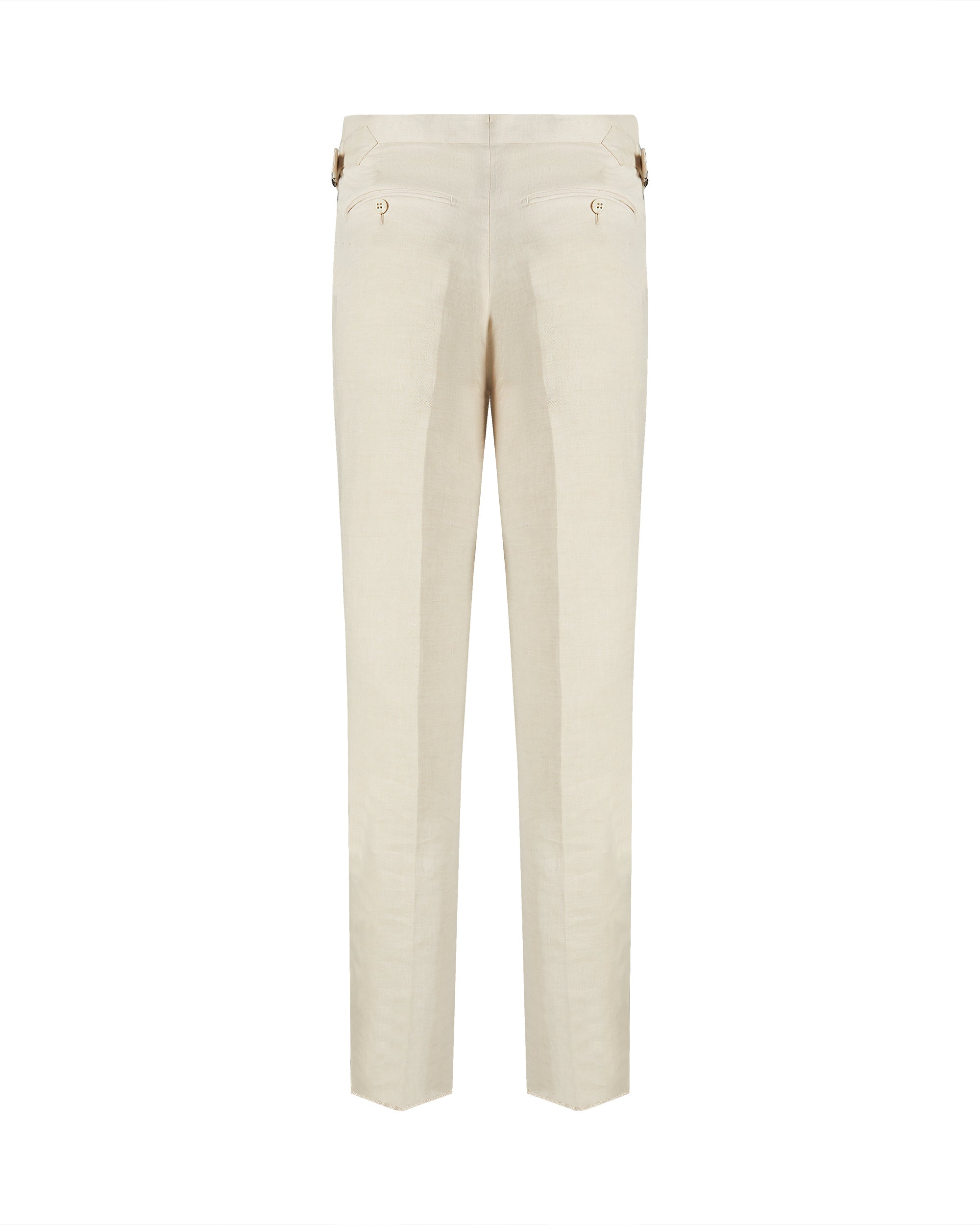 Coastal Luxury Tan Linen-Cotton Tailored Fit Suit with Side Buckle Trousers
