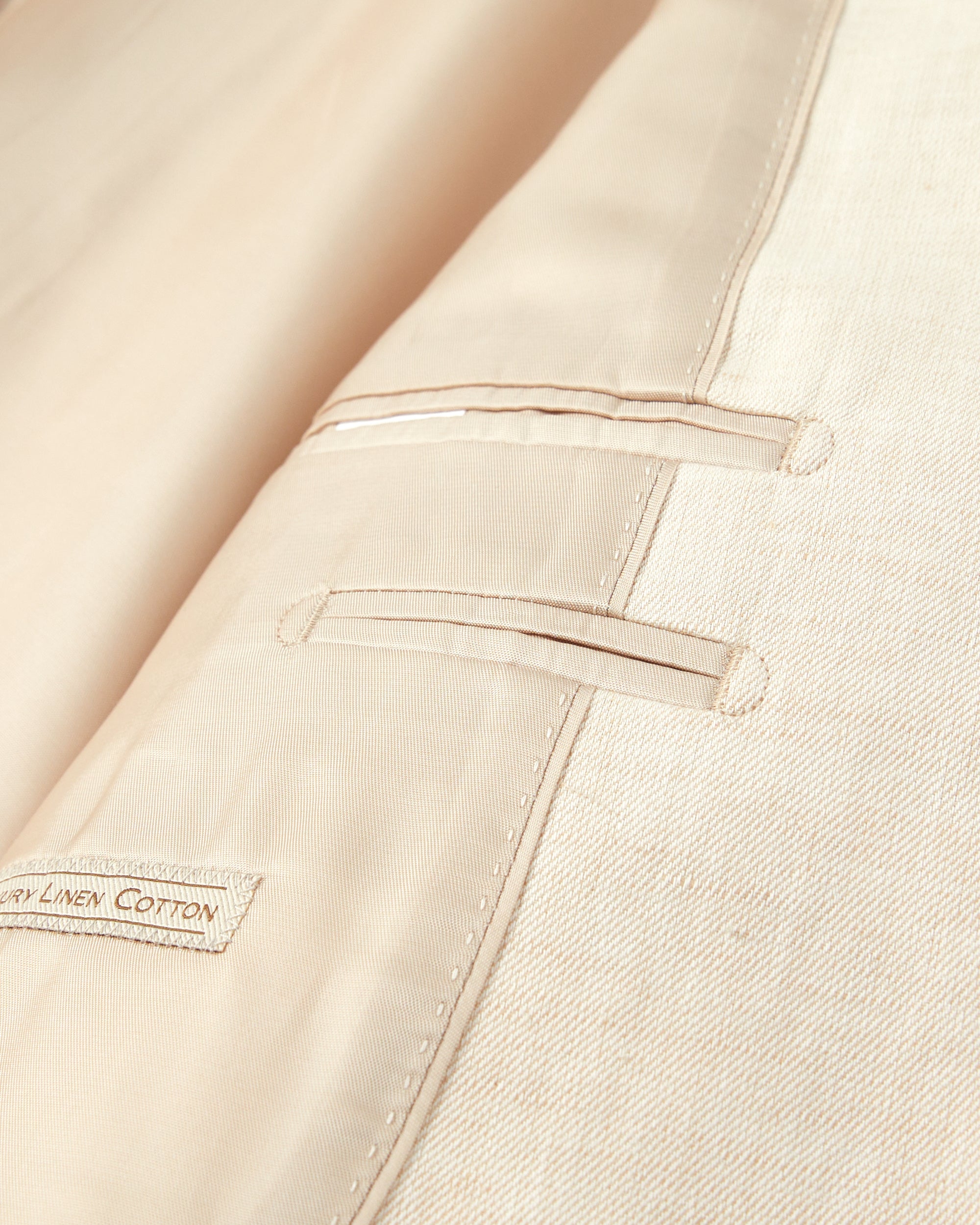 Coastal Luxury Tan Linen-Cotton Tailored Fit Suit with Side Buckle Trousers