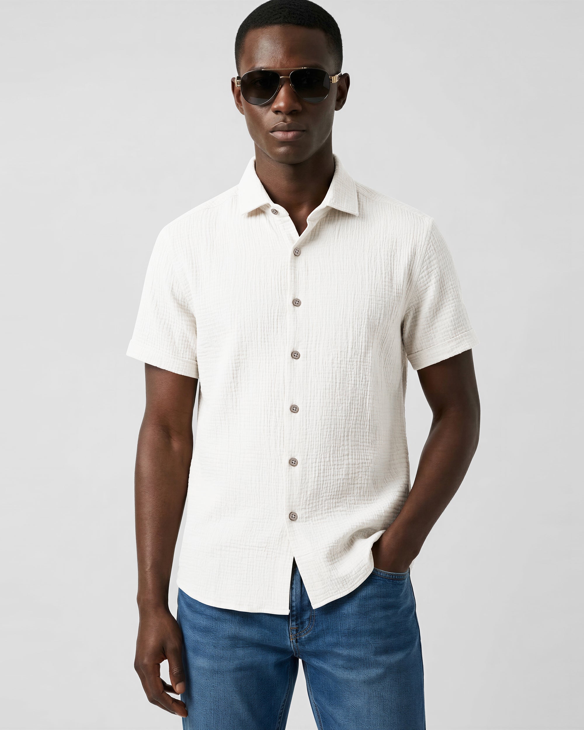 Breathable Gauze Cotton Casual Shirt