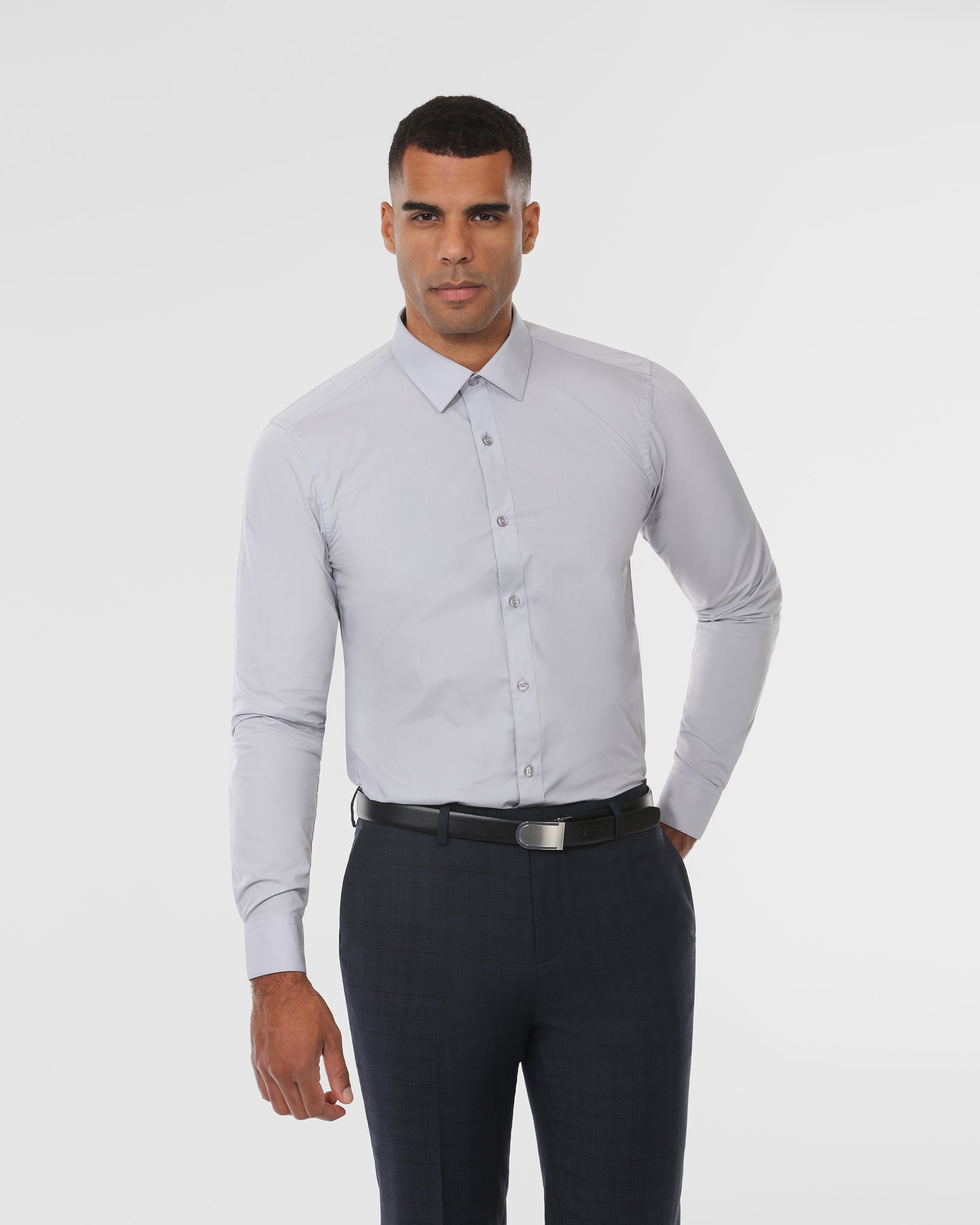 Cotton Blend Slim Fit Dress Shirt