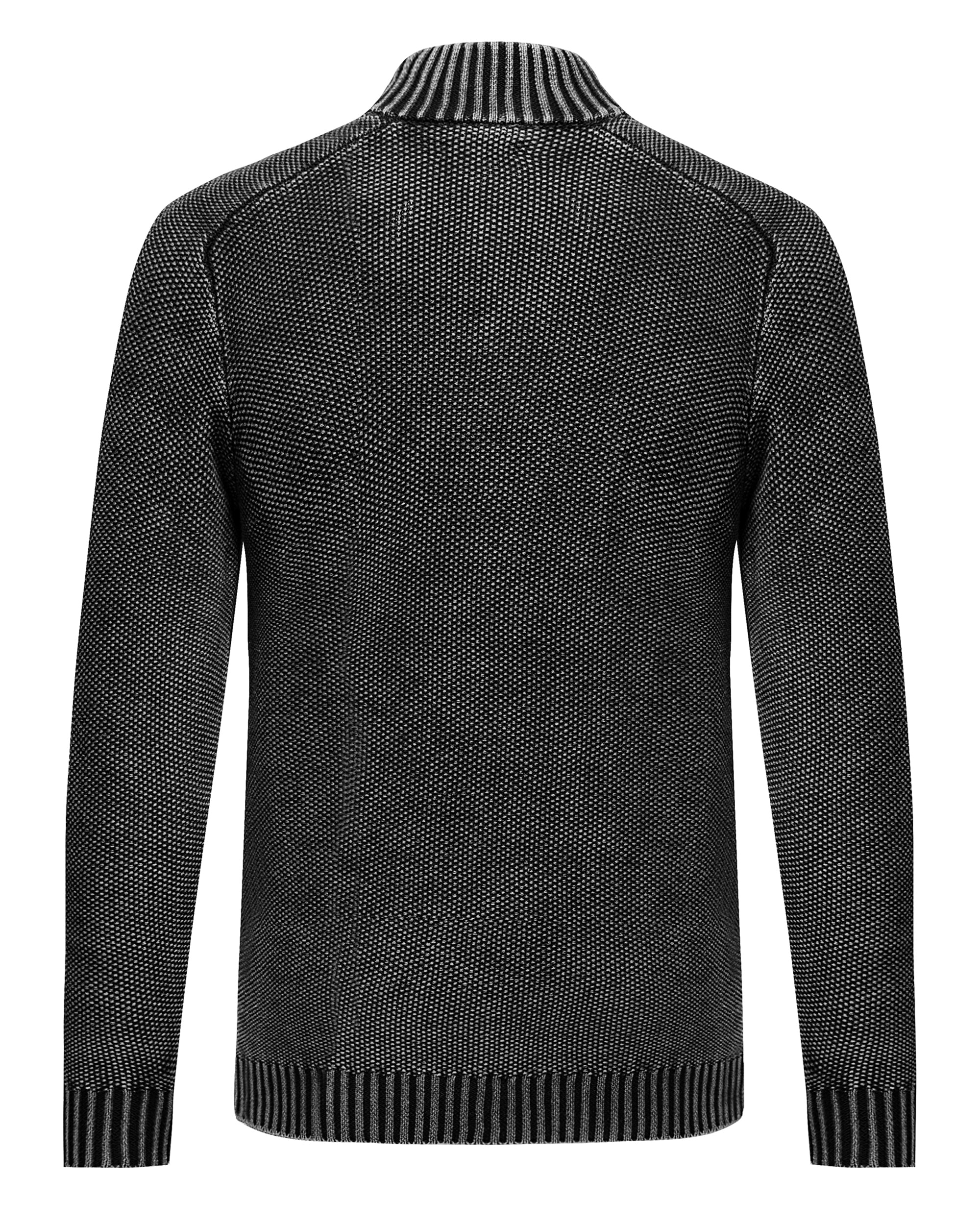 Cotton Textured Mock Neck Zip Sweater