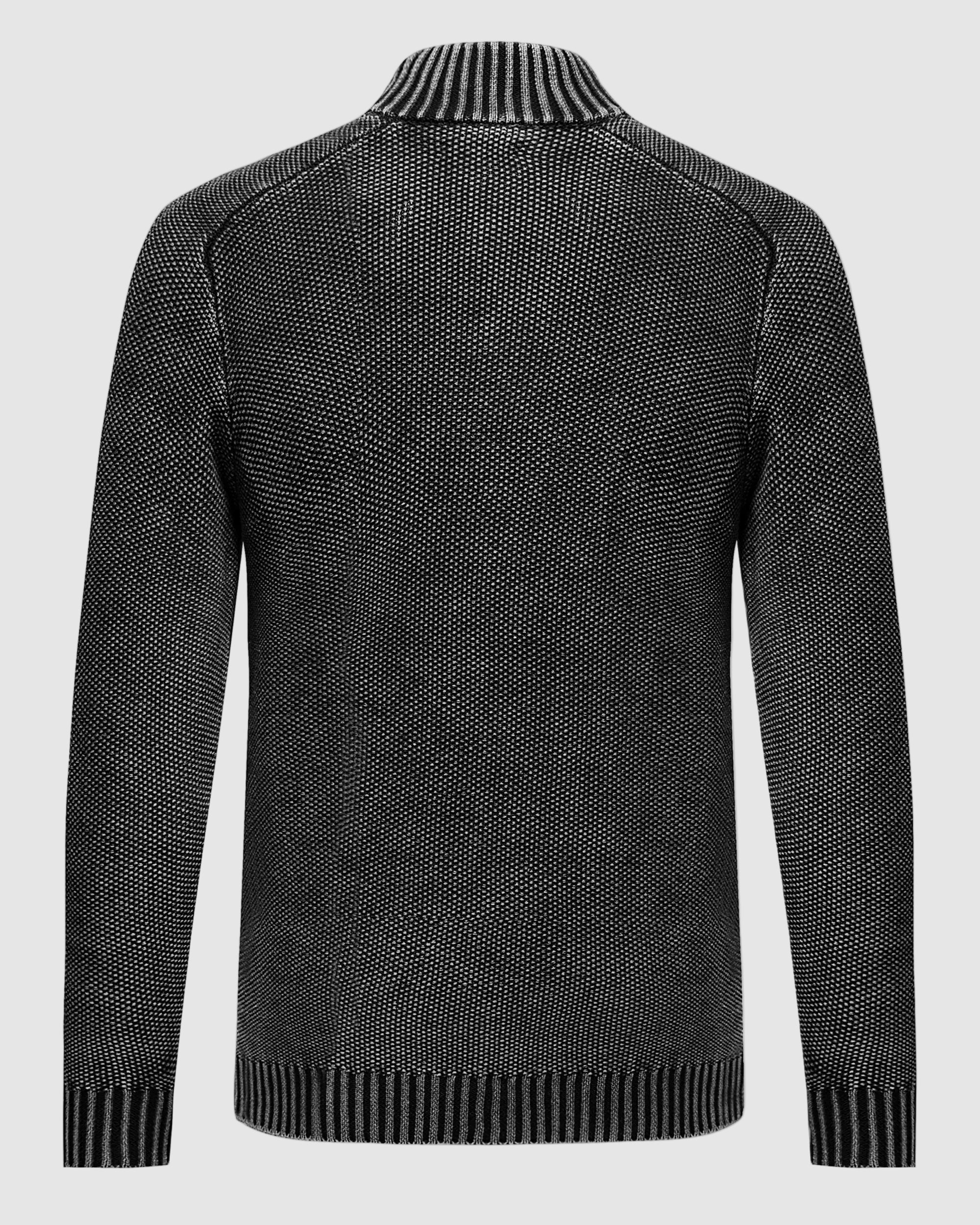 Cotton Textured Mock Neck Zip Sweater