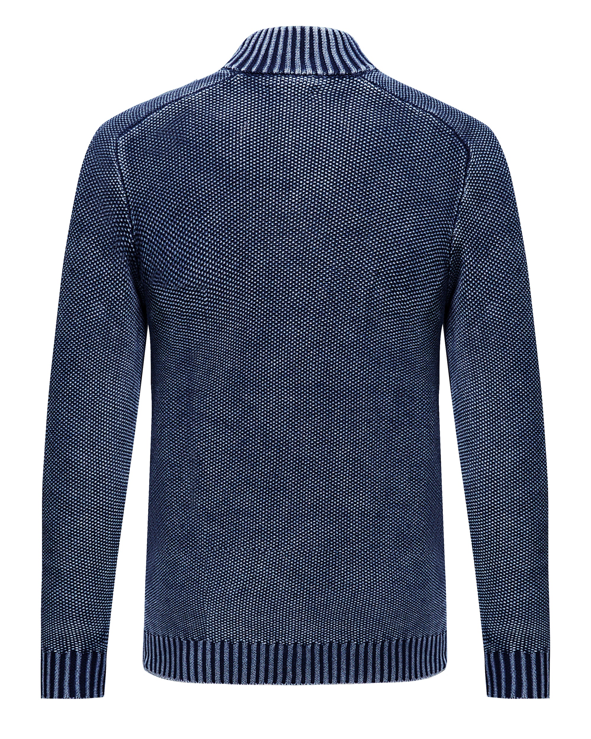 Cotton Textured Mock Neck Zip Sweater