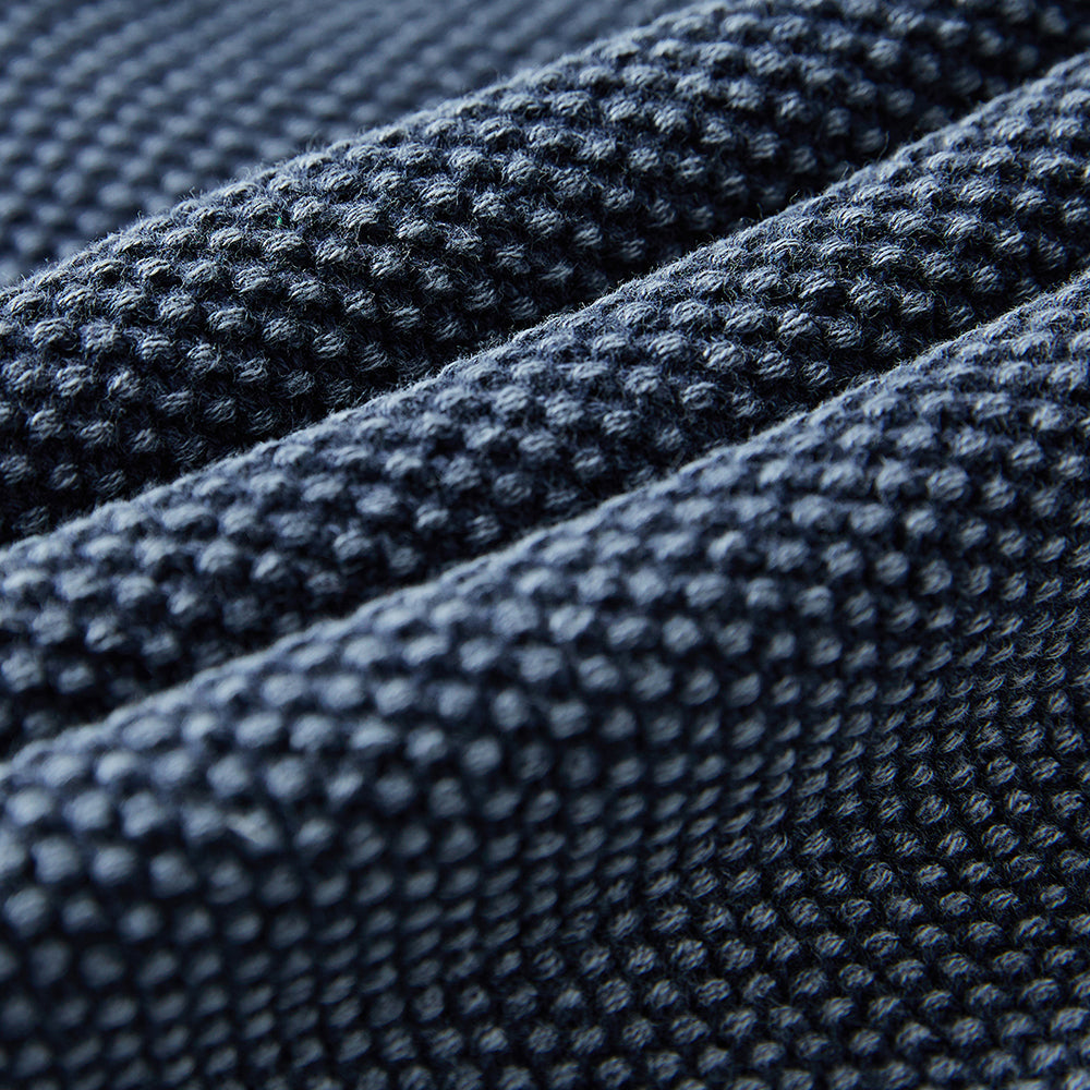 Cotton Textured Mock Neck Zip Sweater