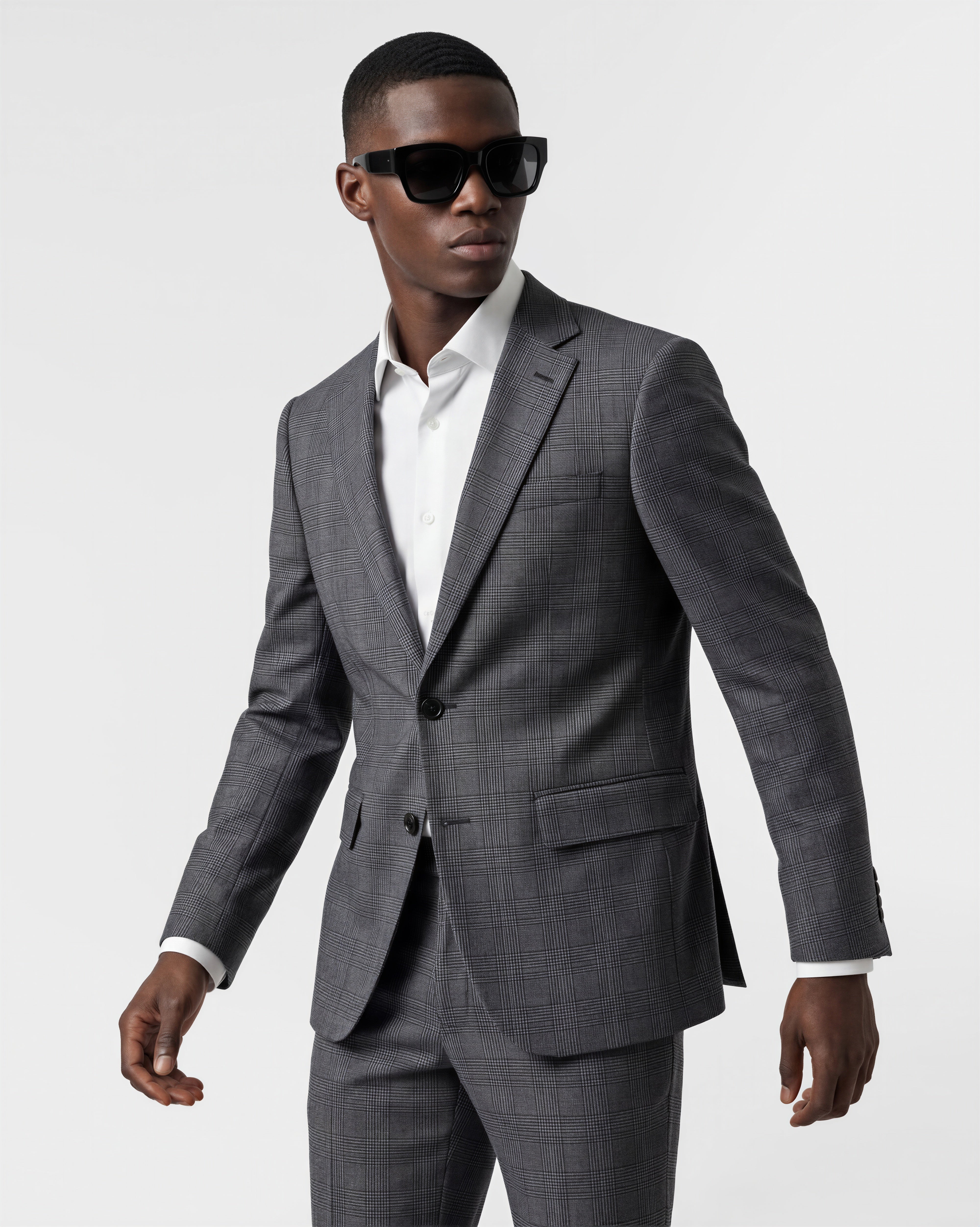 Plaid Slim Fit Wool Blend Suit