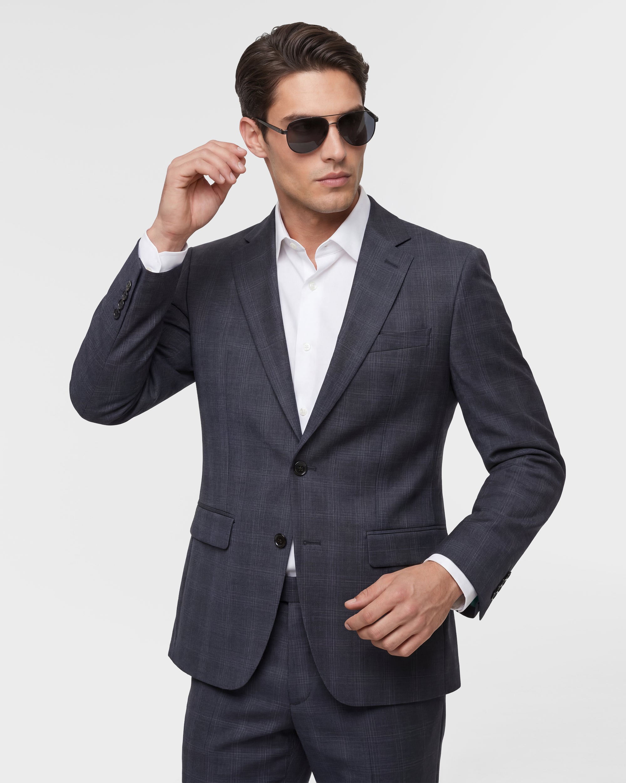 Checked Slim Fit Wool Blend Suit
