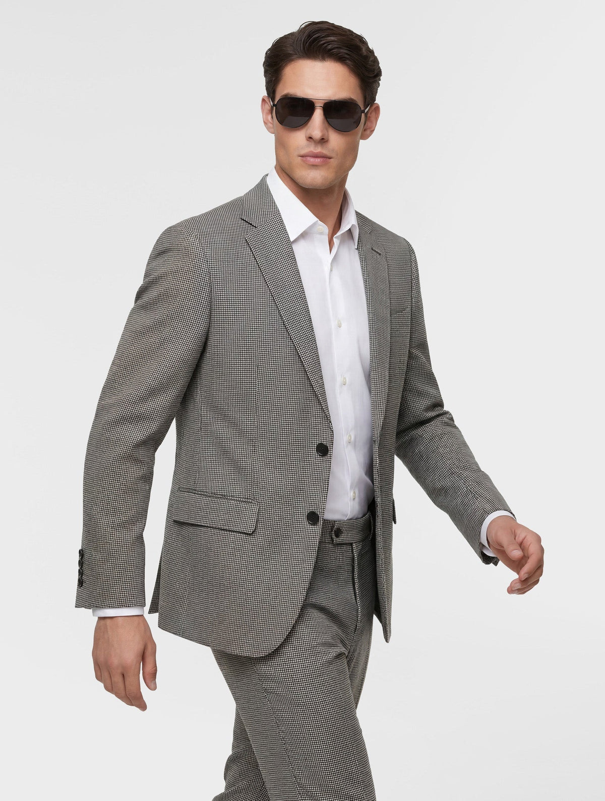 Mini Houndstooth Slim Fit Wool Blend Suit