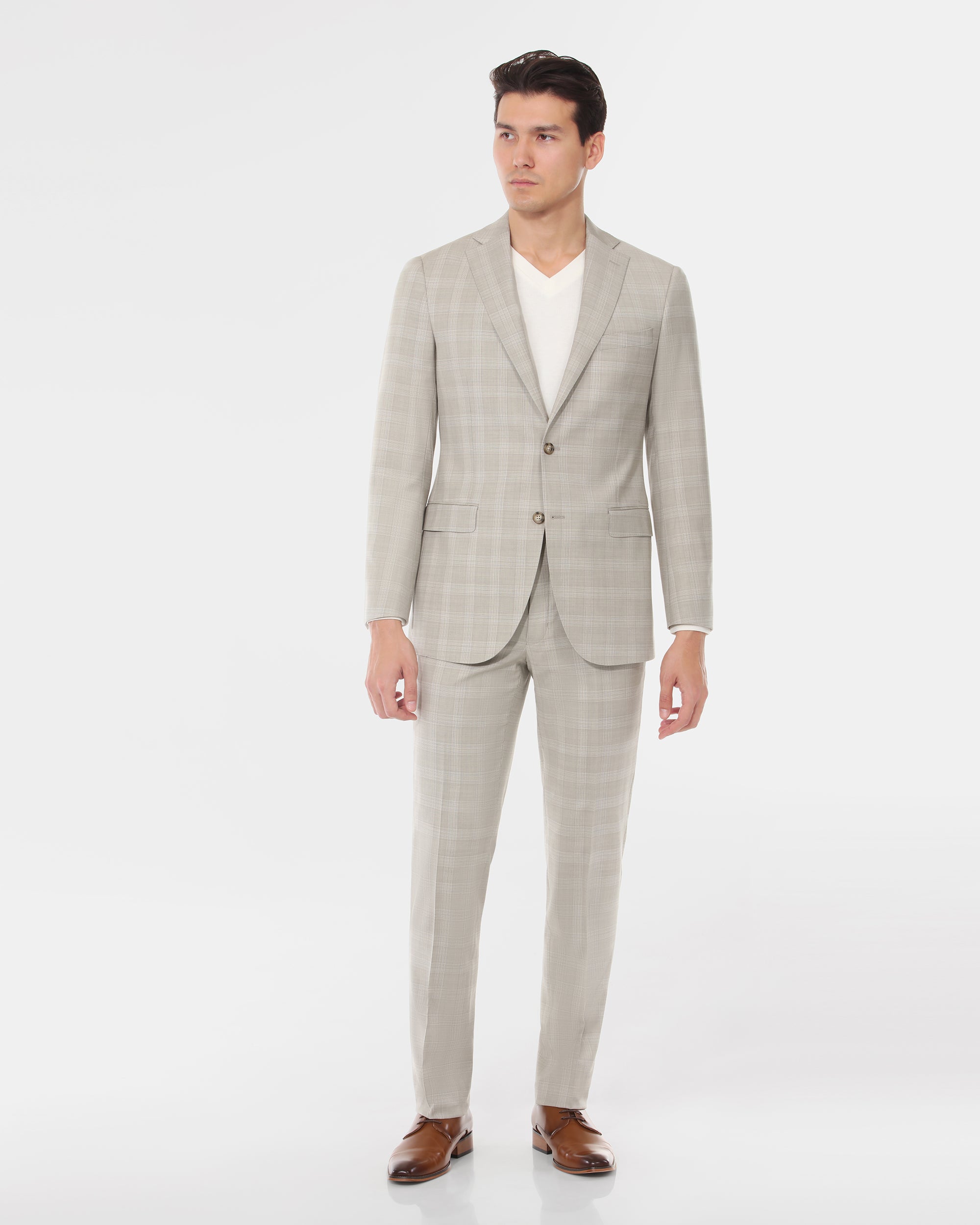 Plaid Modern Fit Wool Cashmere Suit