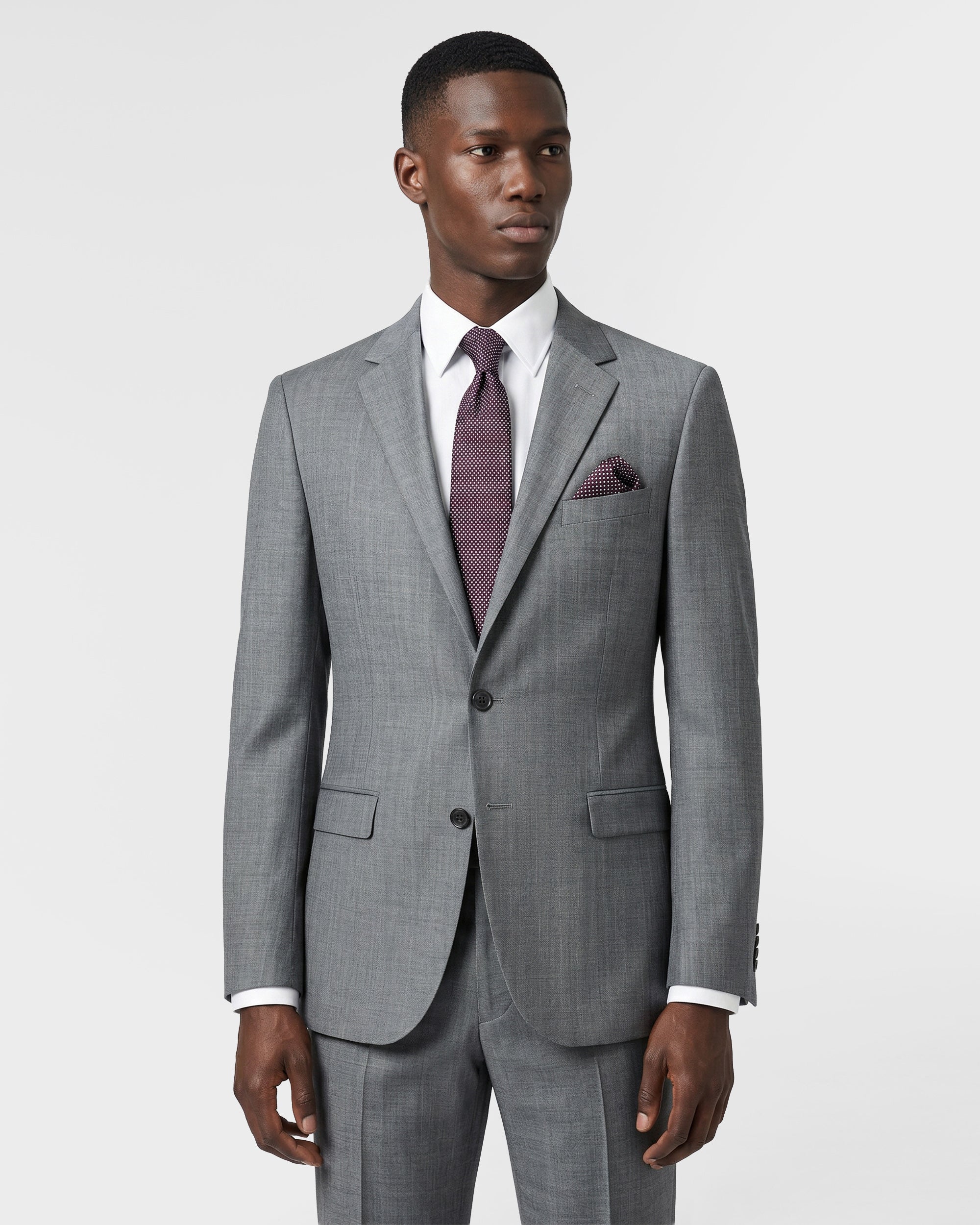 Sharkskin Tailored Fit Wool Blend Suit