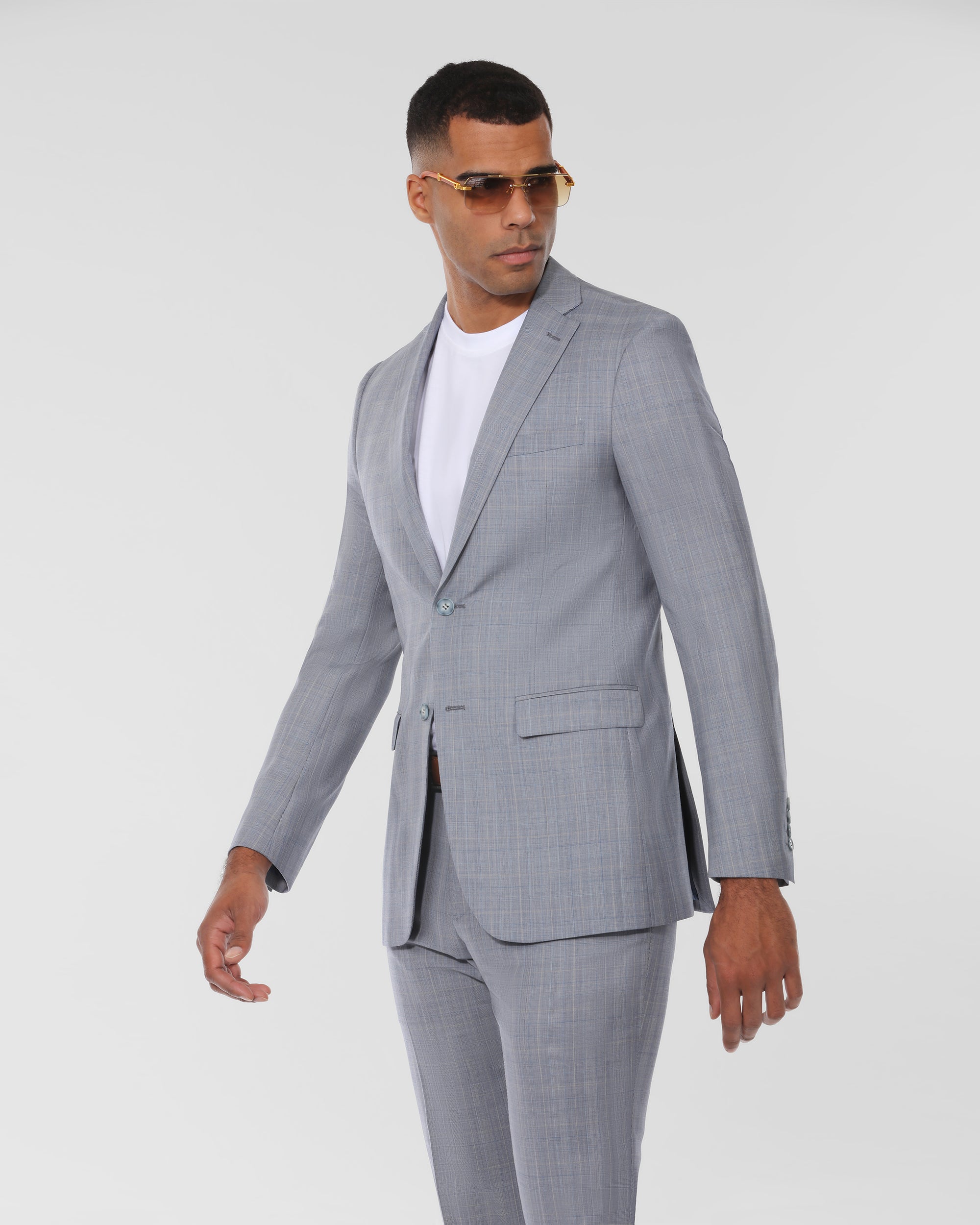 Plaid Tailored Fit Wool Blend Suit