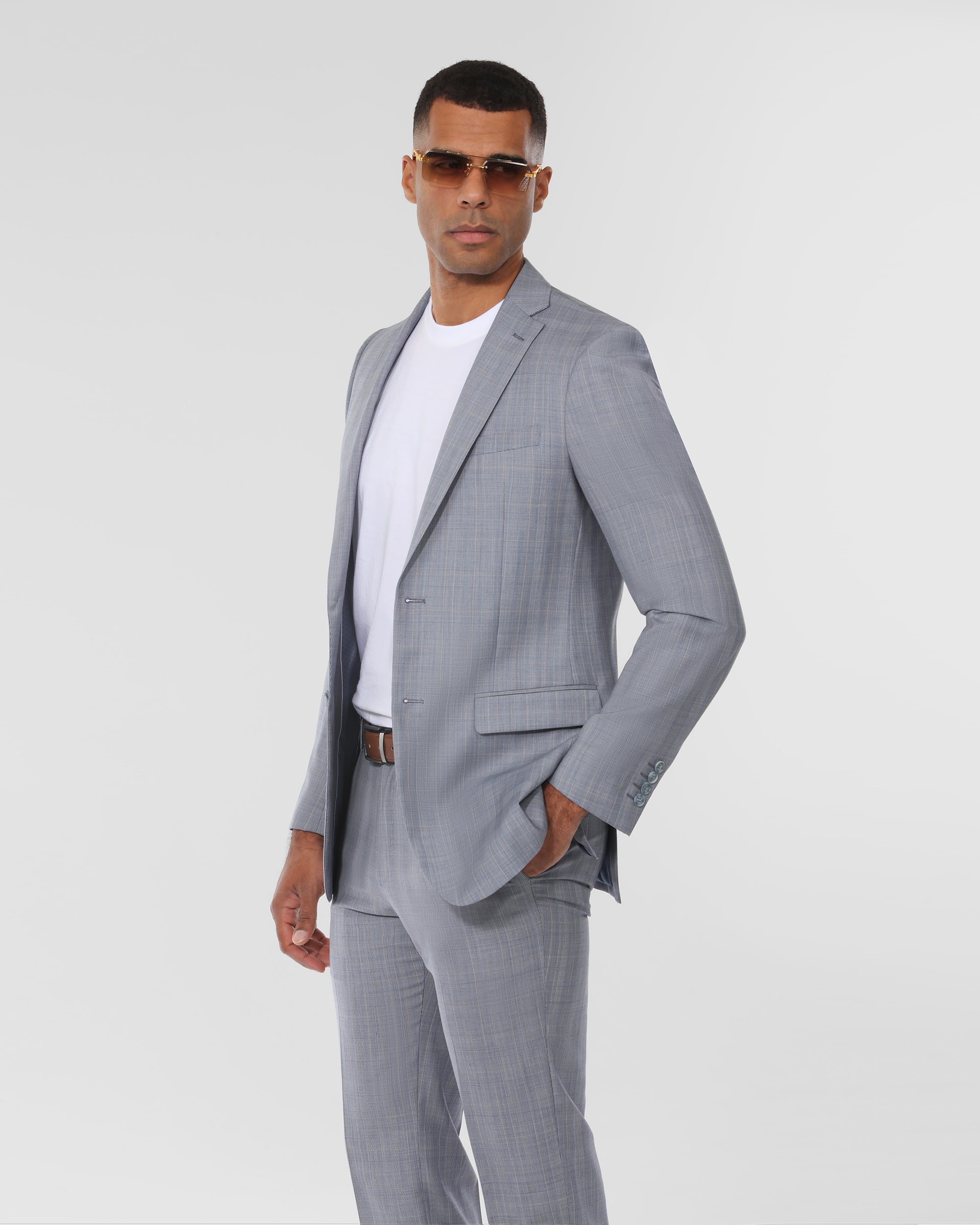 Plaid Tailored Fit Wool Blend Suit