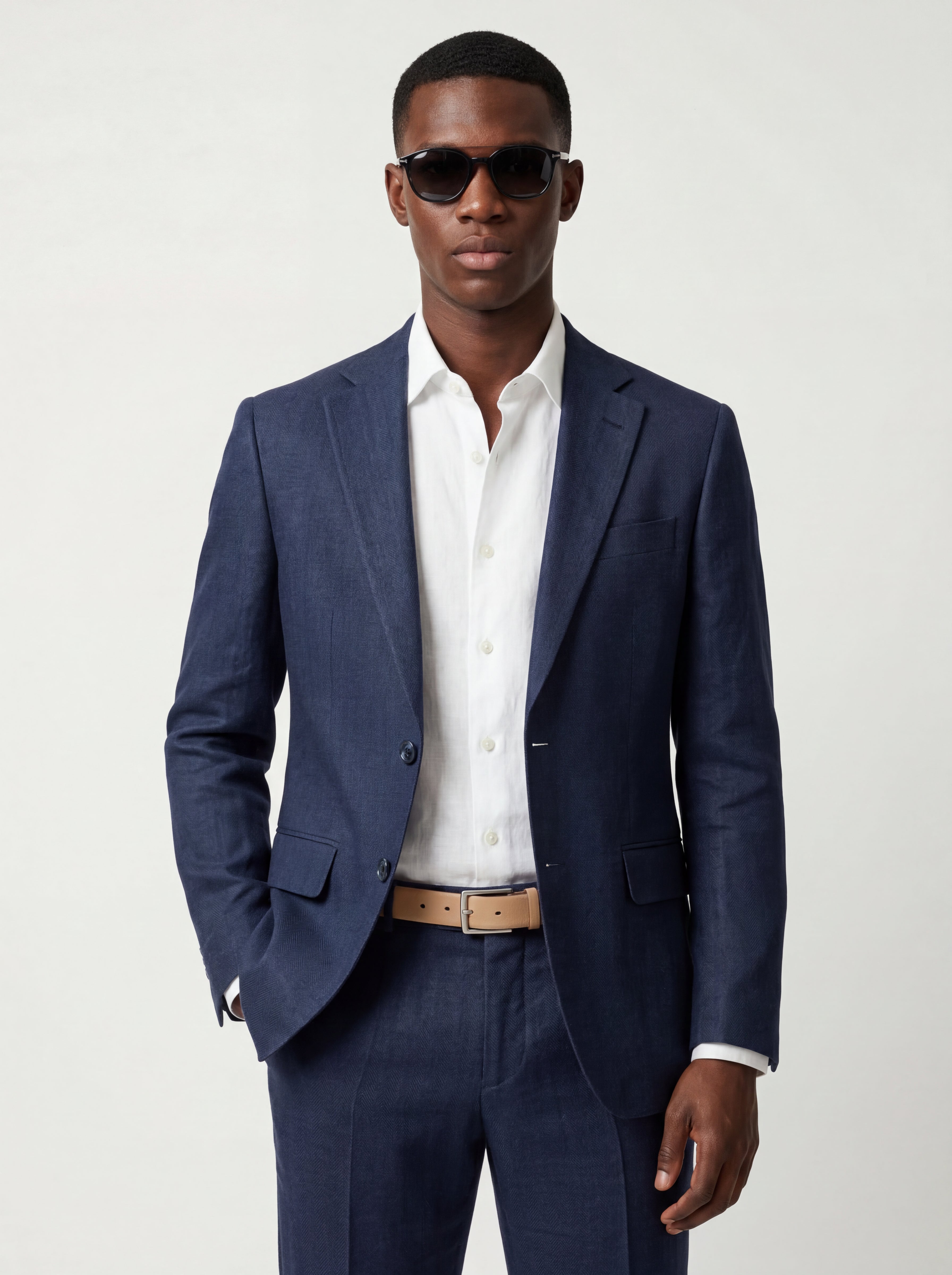 Herringbone Modern Fit Linen Suit