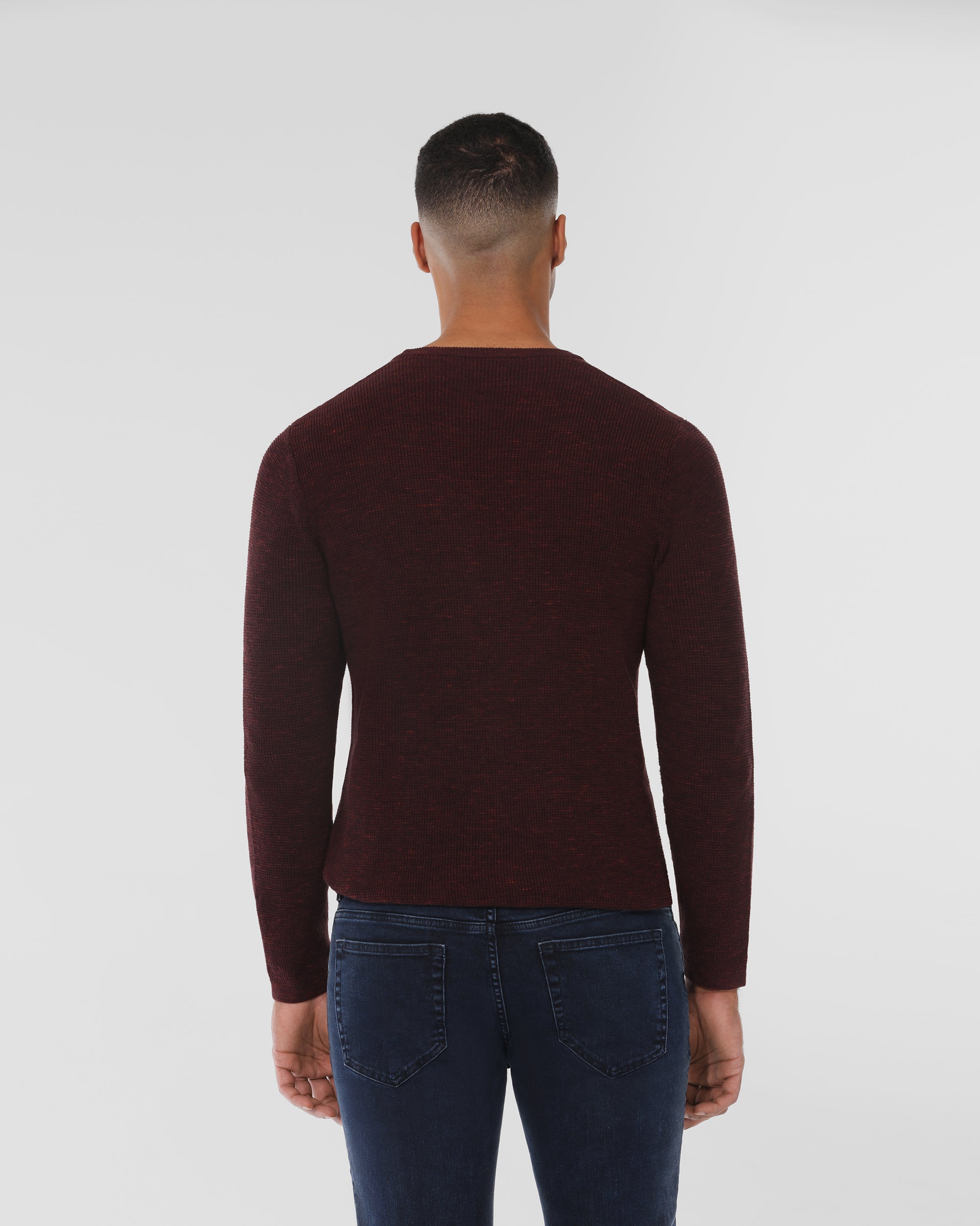 Texture Cotton Blend Crew Neck Sweater