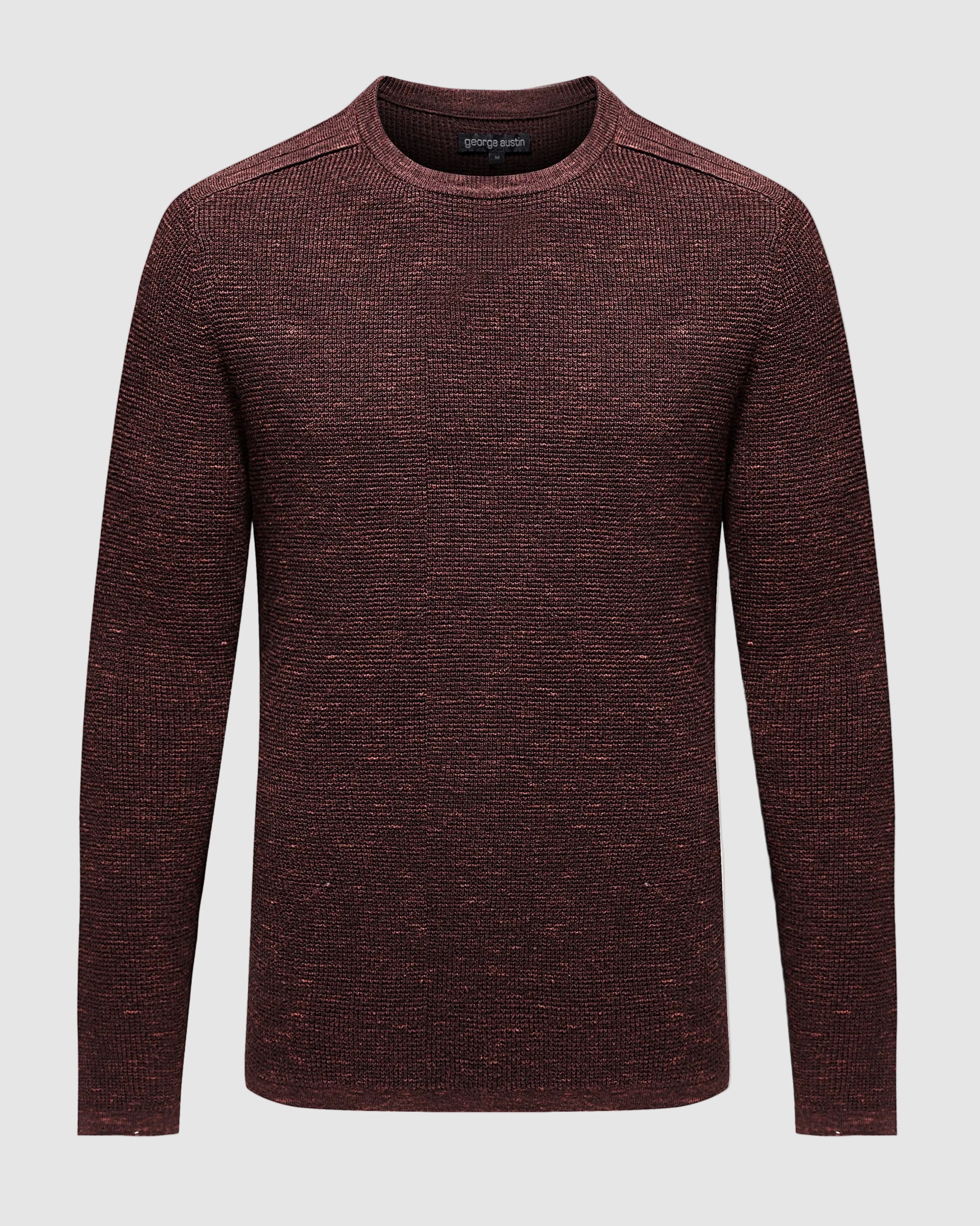 Texture Cotton Blend Crew Neck Sweater