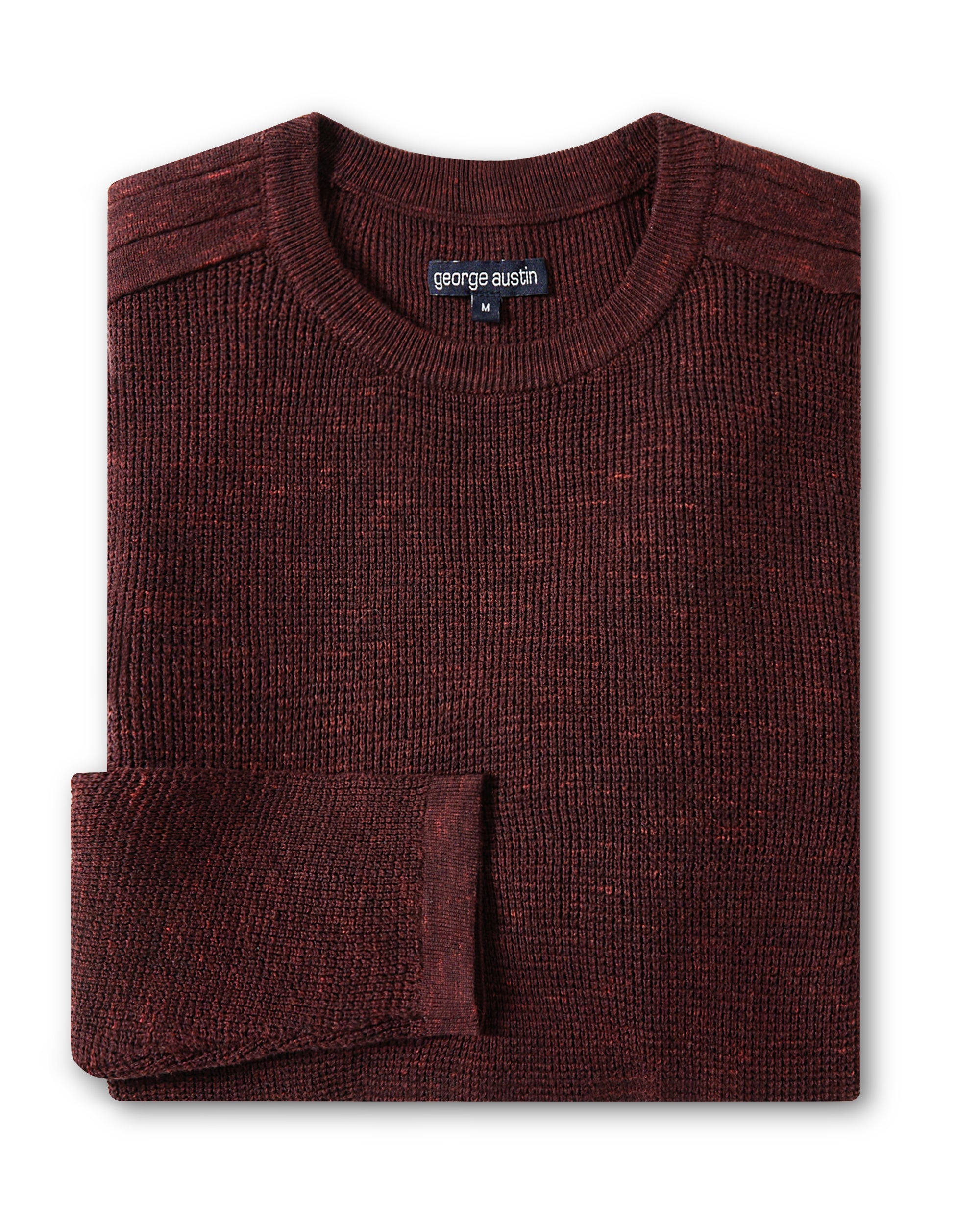 Texture Cotton Blend Crew Neck Sweater
