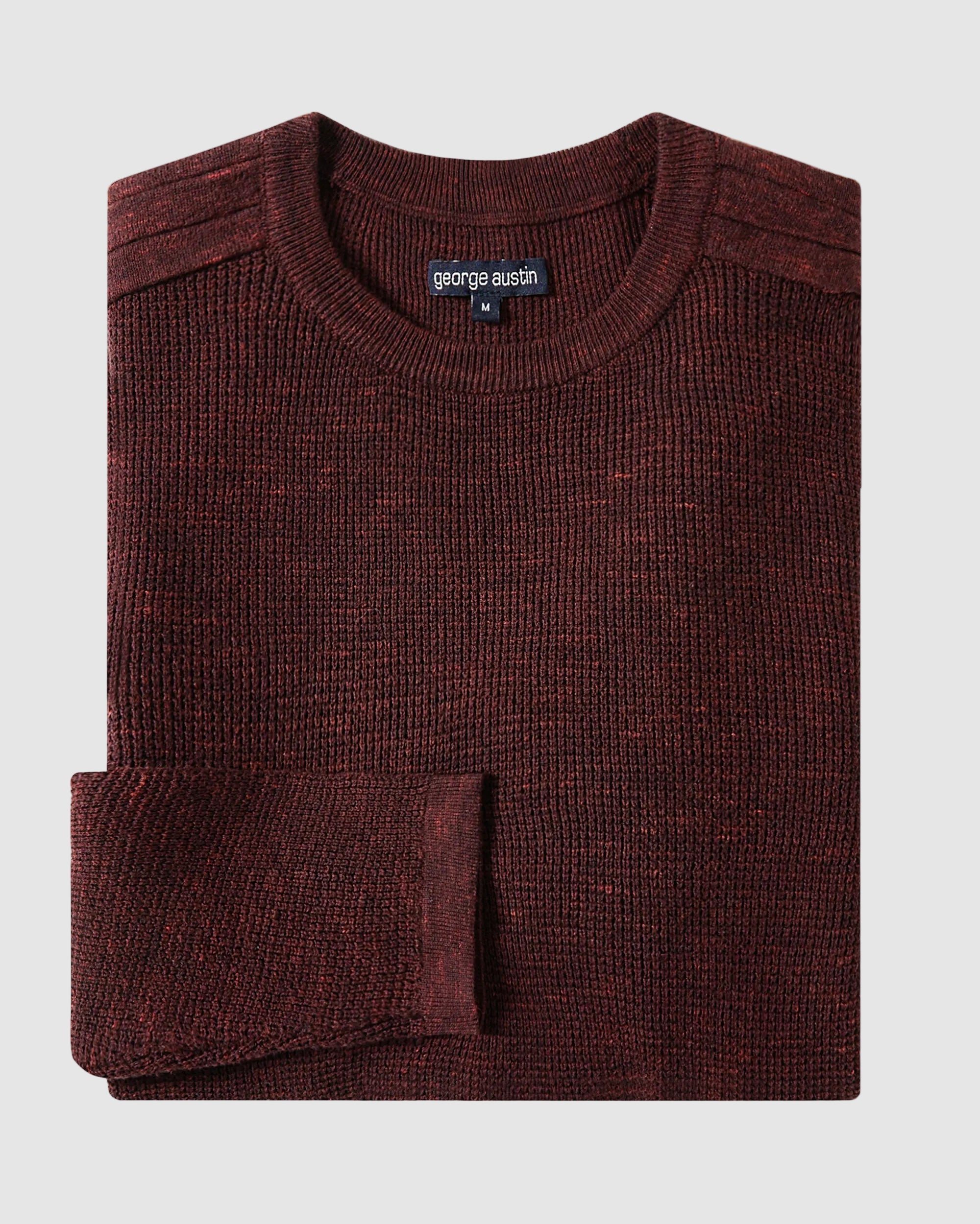 Texture Cotton Blend Crew Neck Sweater