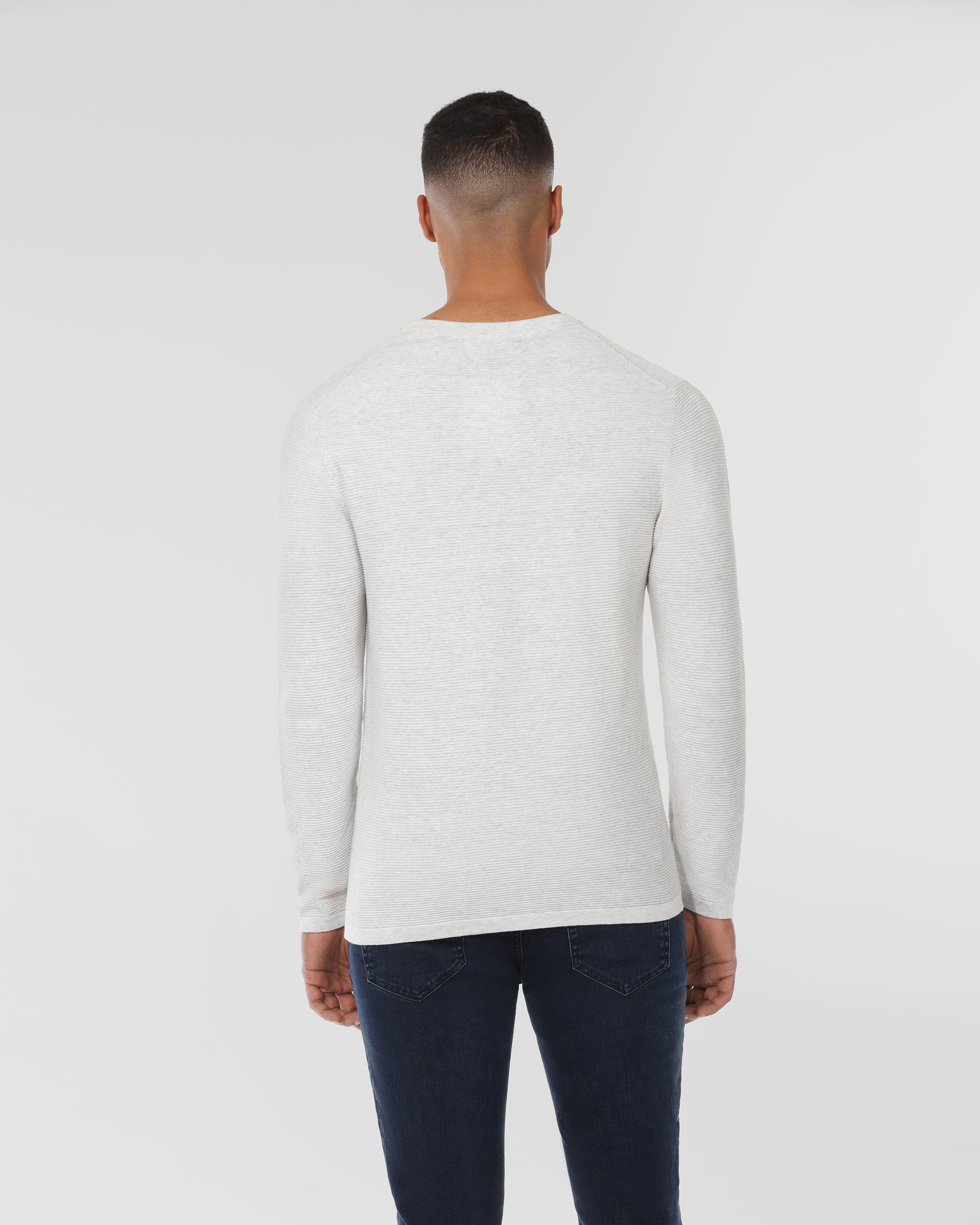 Cotton Ribbed Crew Neck Sweater
