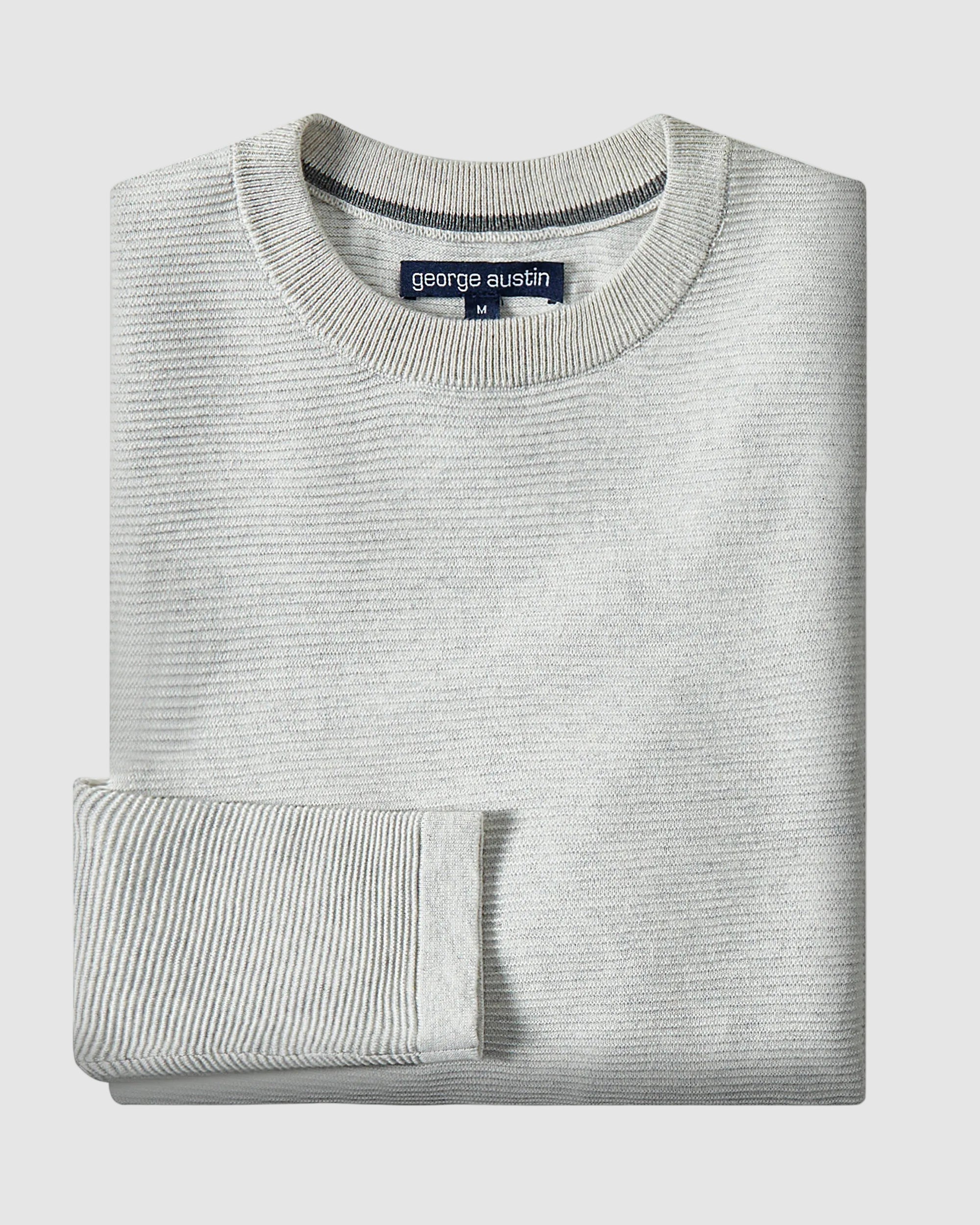 Cotton Ribbed Crew Neck Sweater