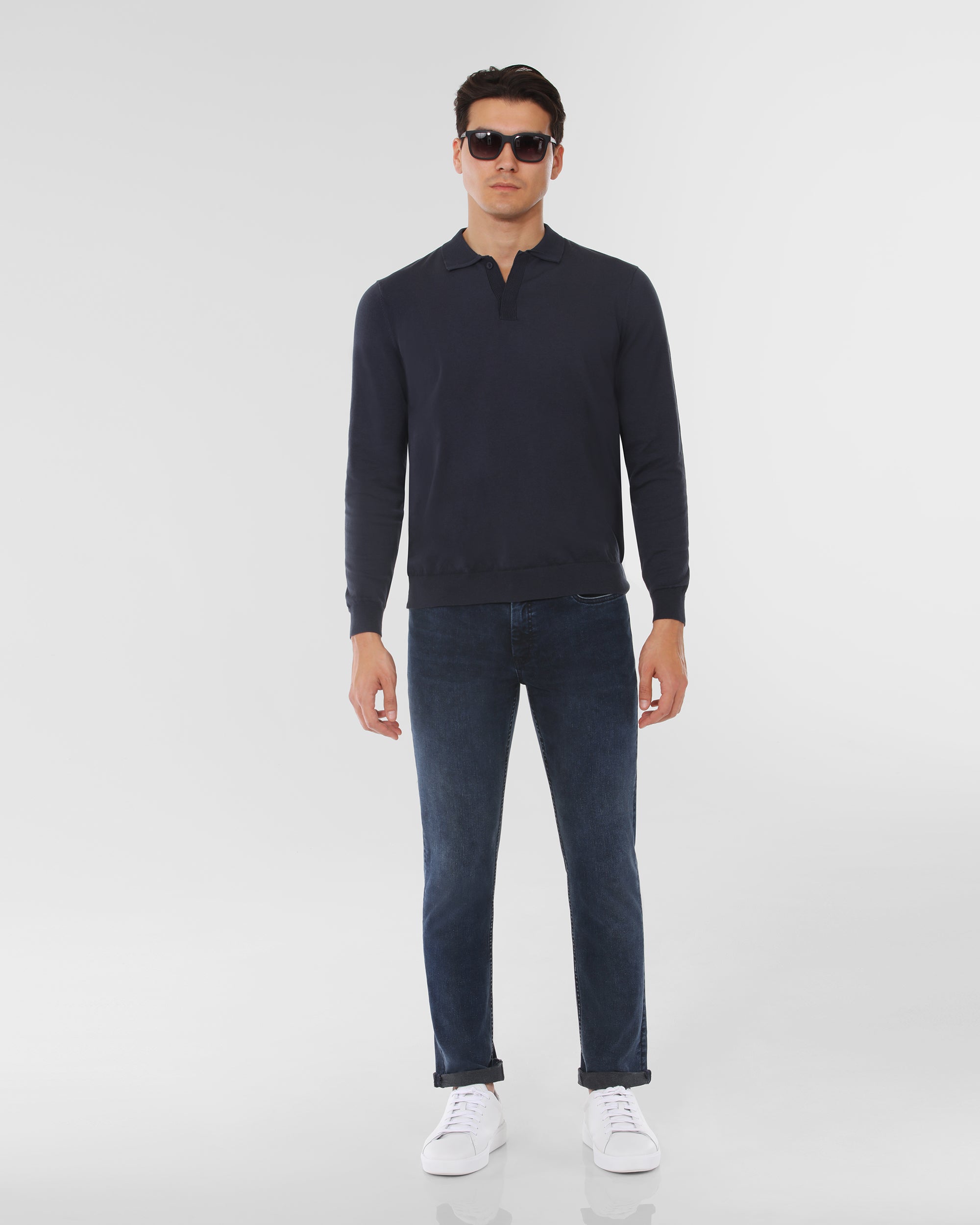 Fine Knit Polo Sweater