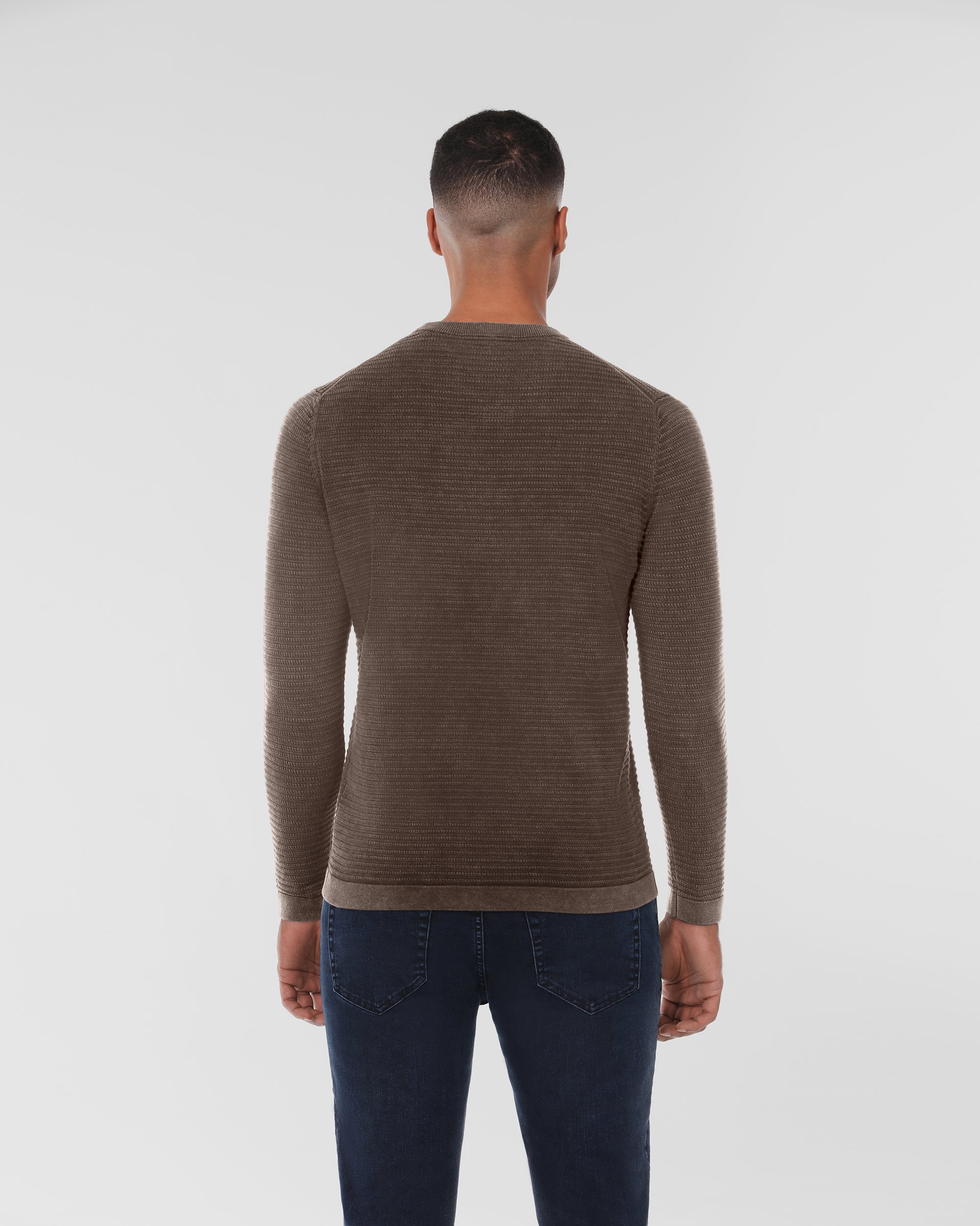 Cotton Textured Crew Neck Sweater