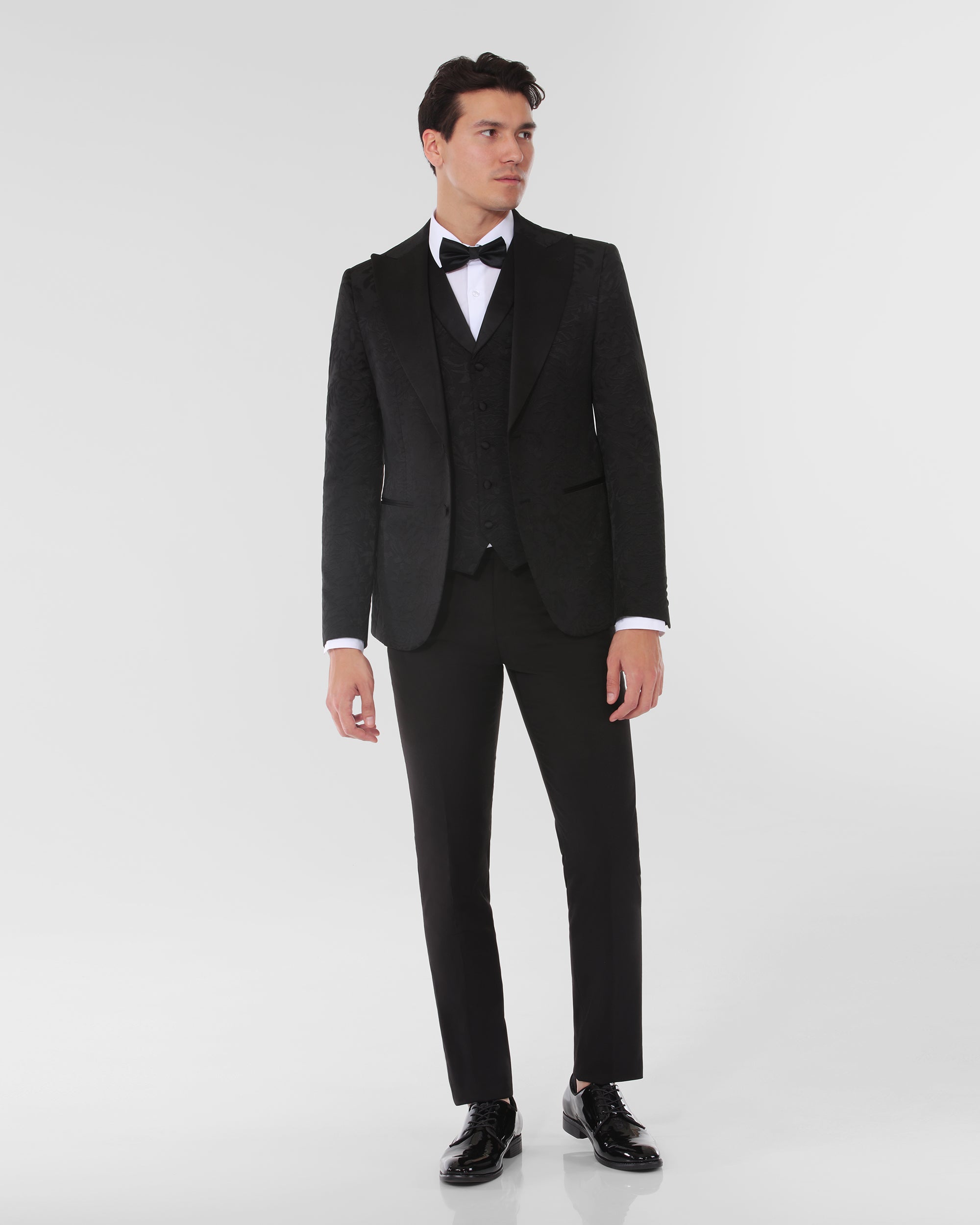 Floral Slim Fit Tuxedo with Vest