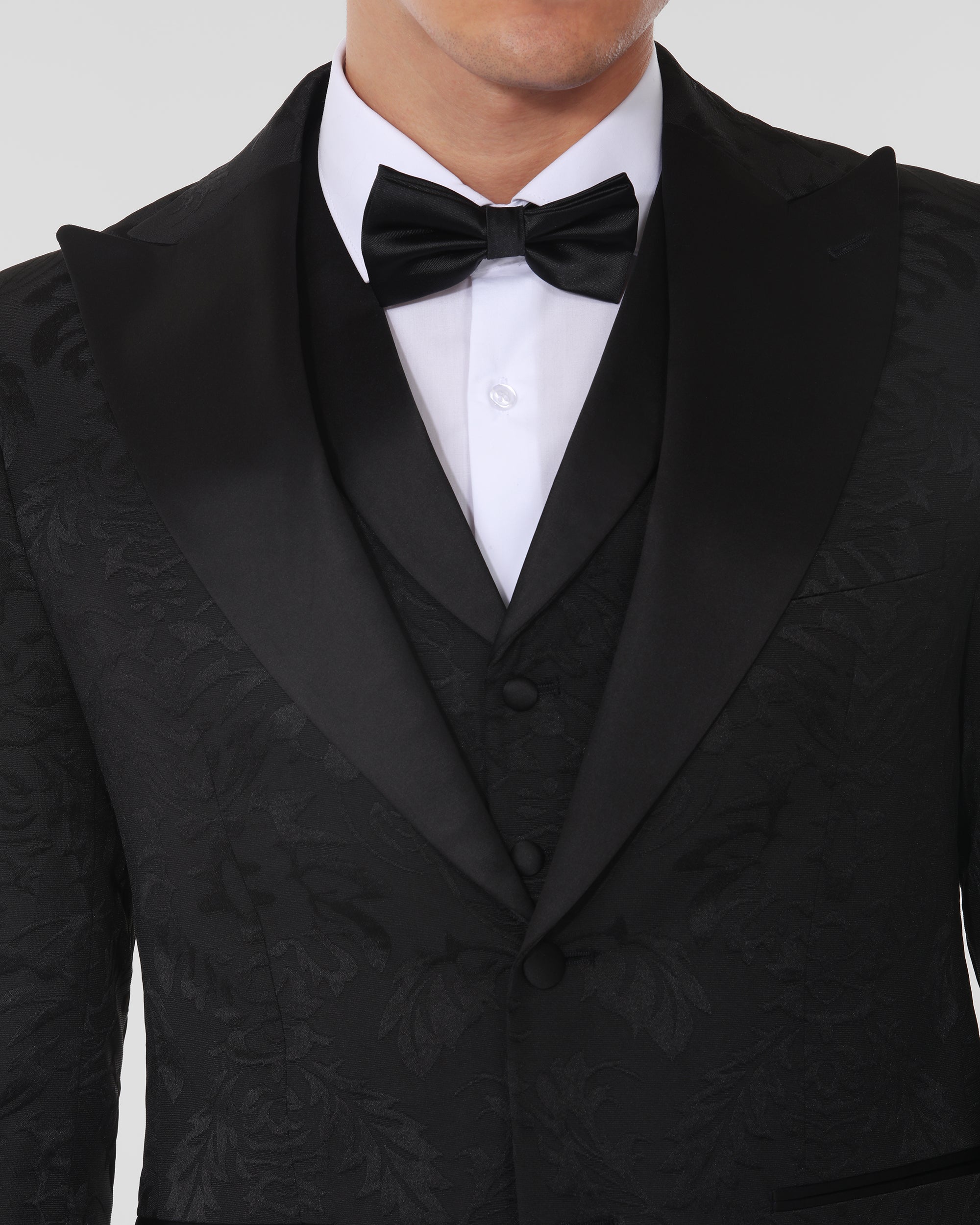 Floral Slim Fit Tuxedo with Vest