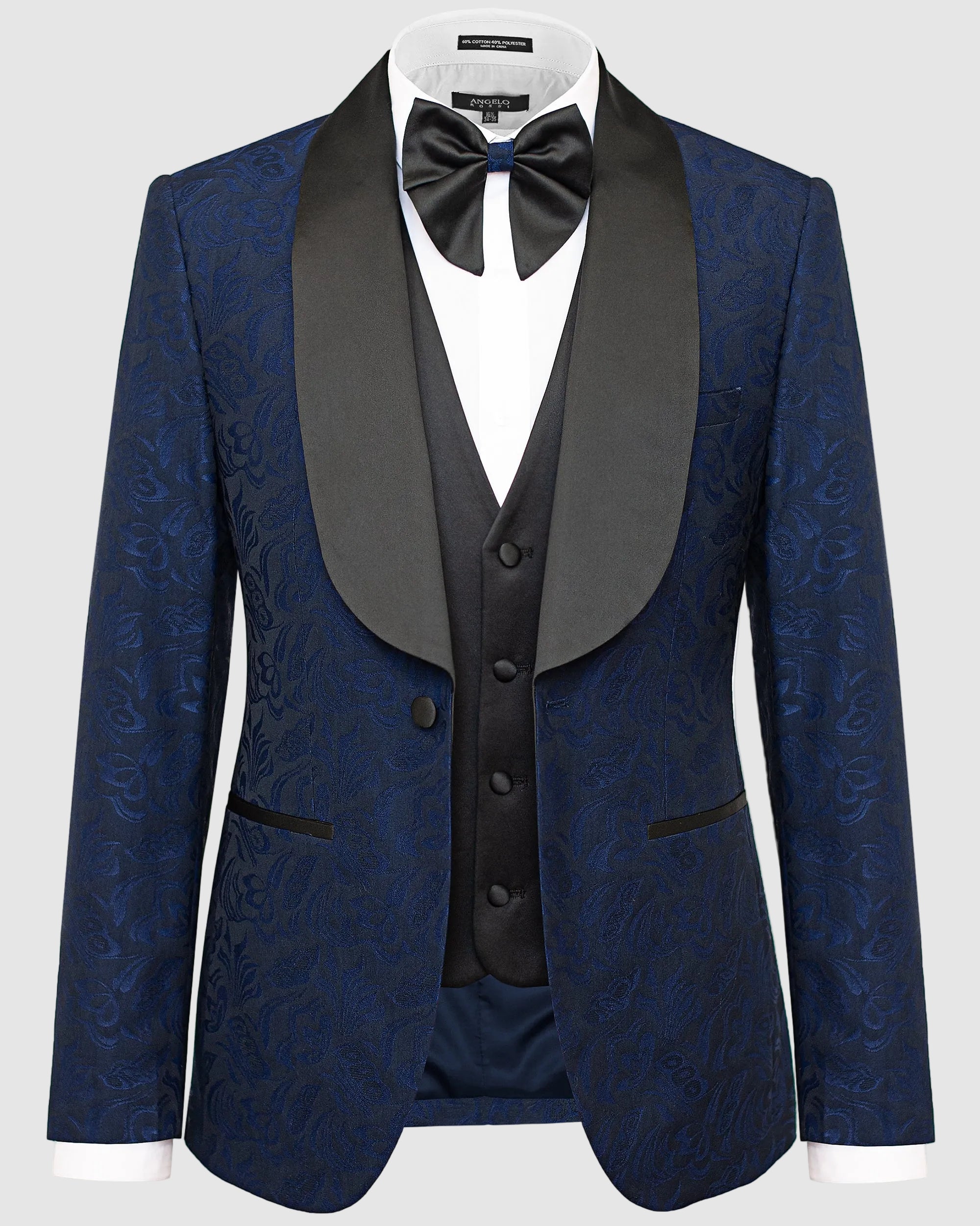Floral Slim Fit Tuxedo with Vest