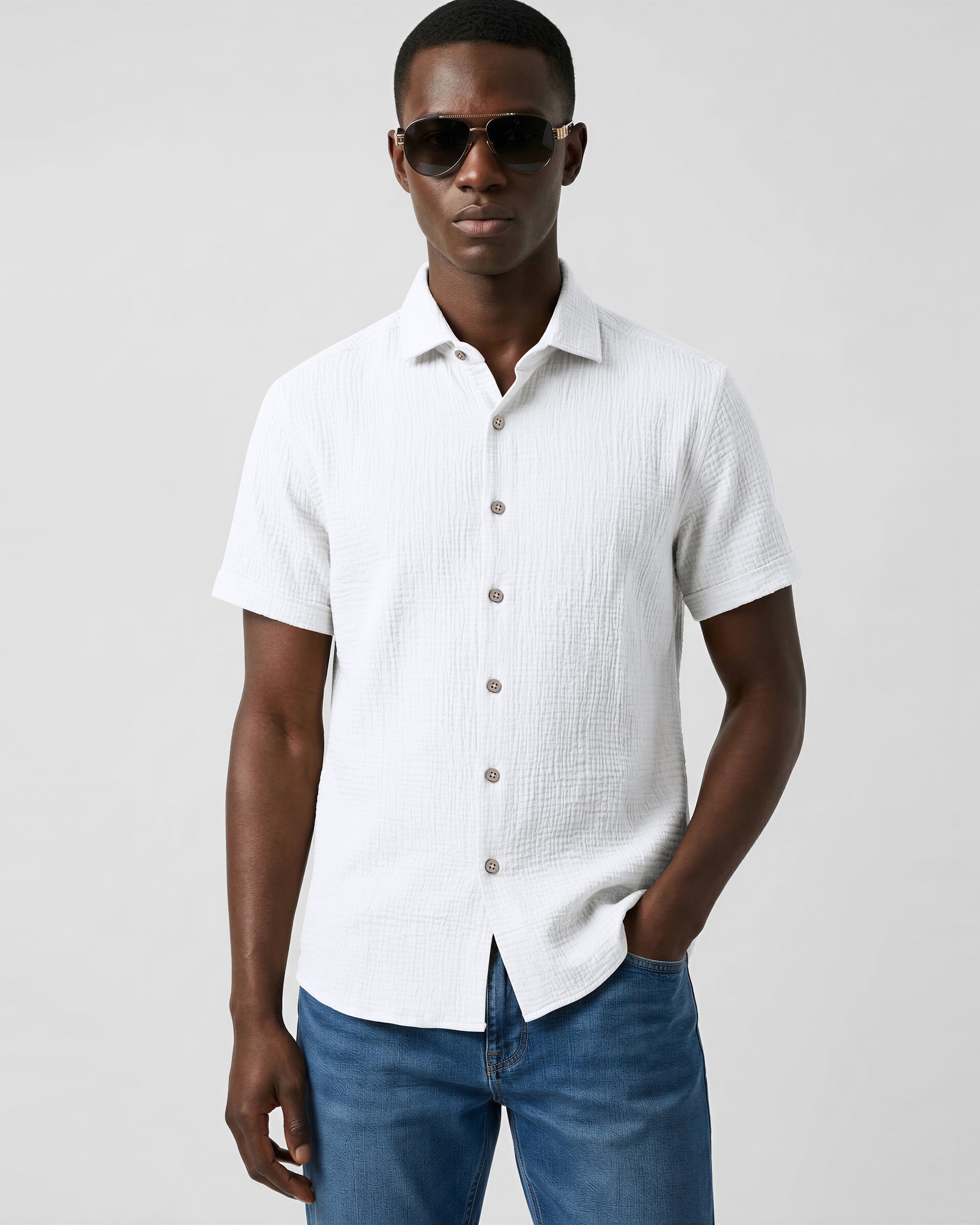 Breathable Gauze Cotton Casual Shirt