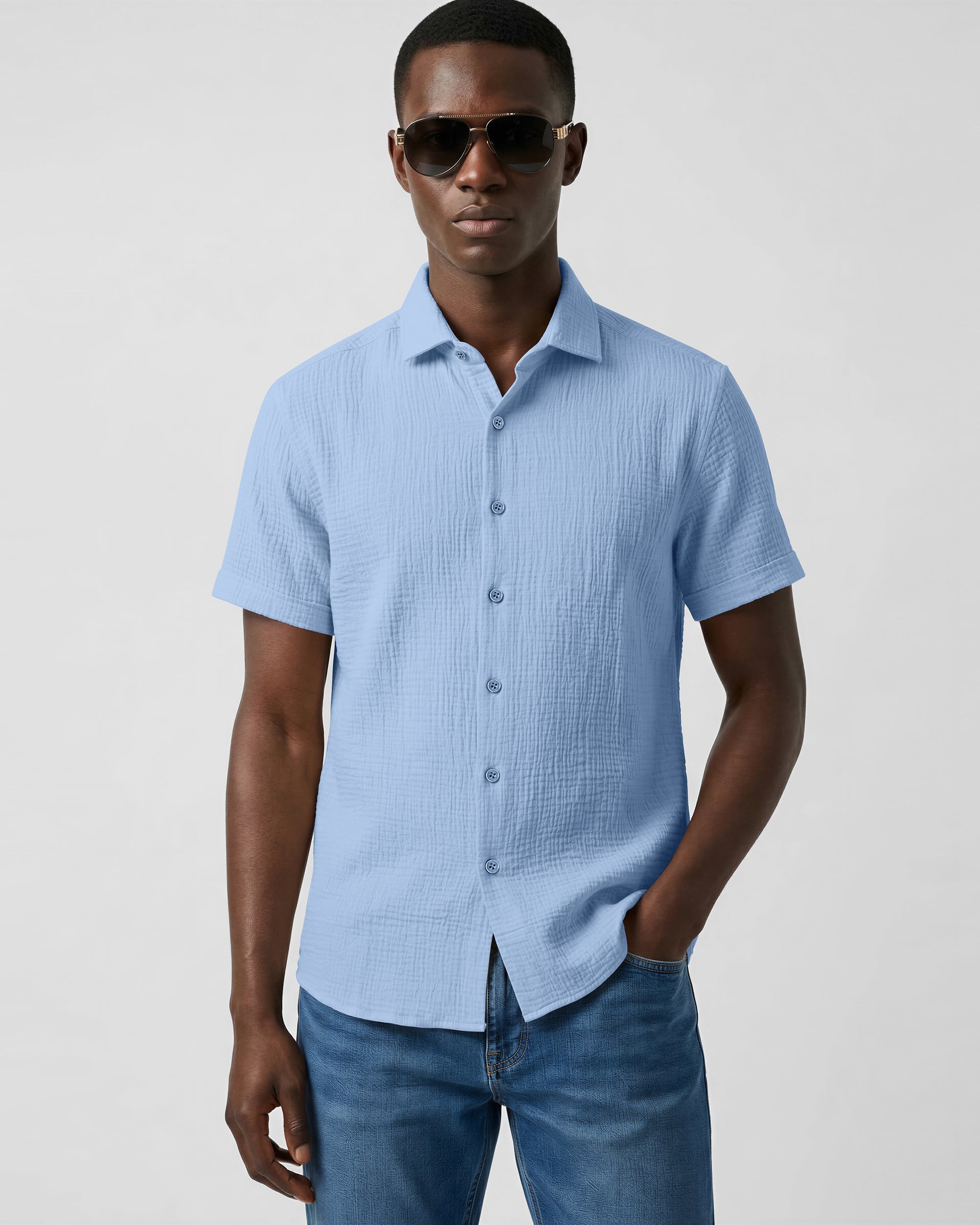 Breathable Gauze Cotton Casual Shirt