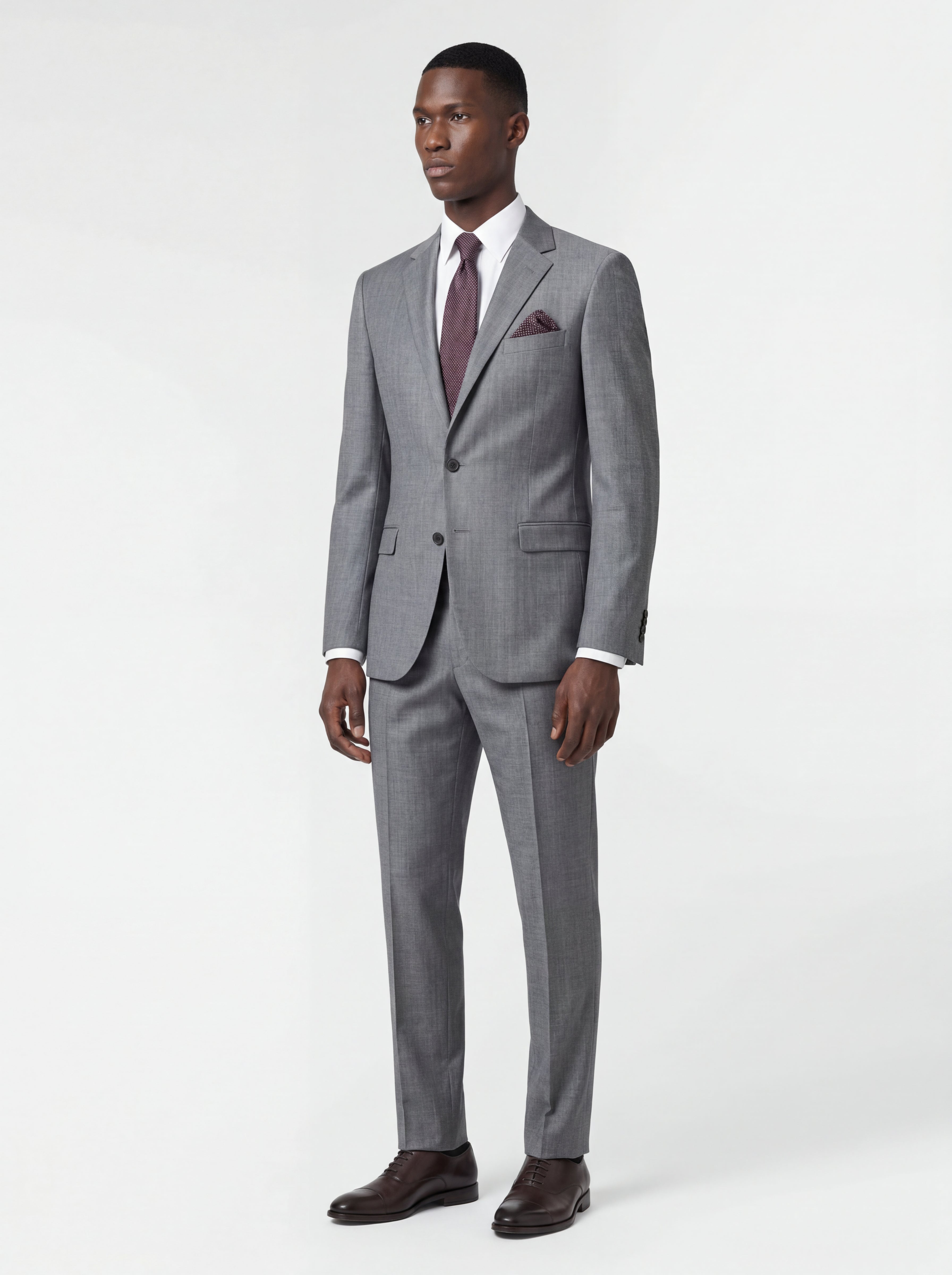 Sharkskin Tailored Fit Wool Blend Suit