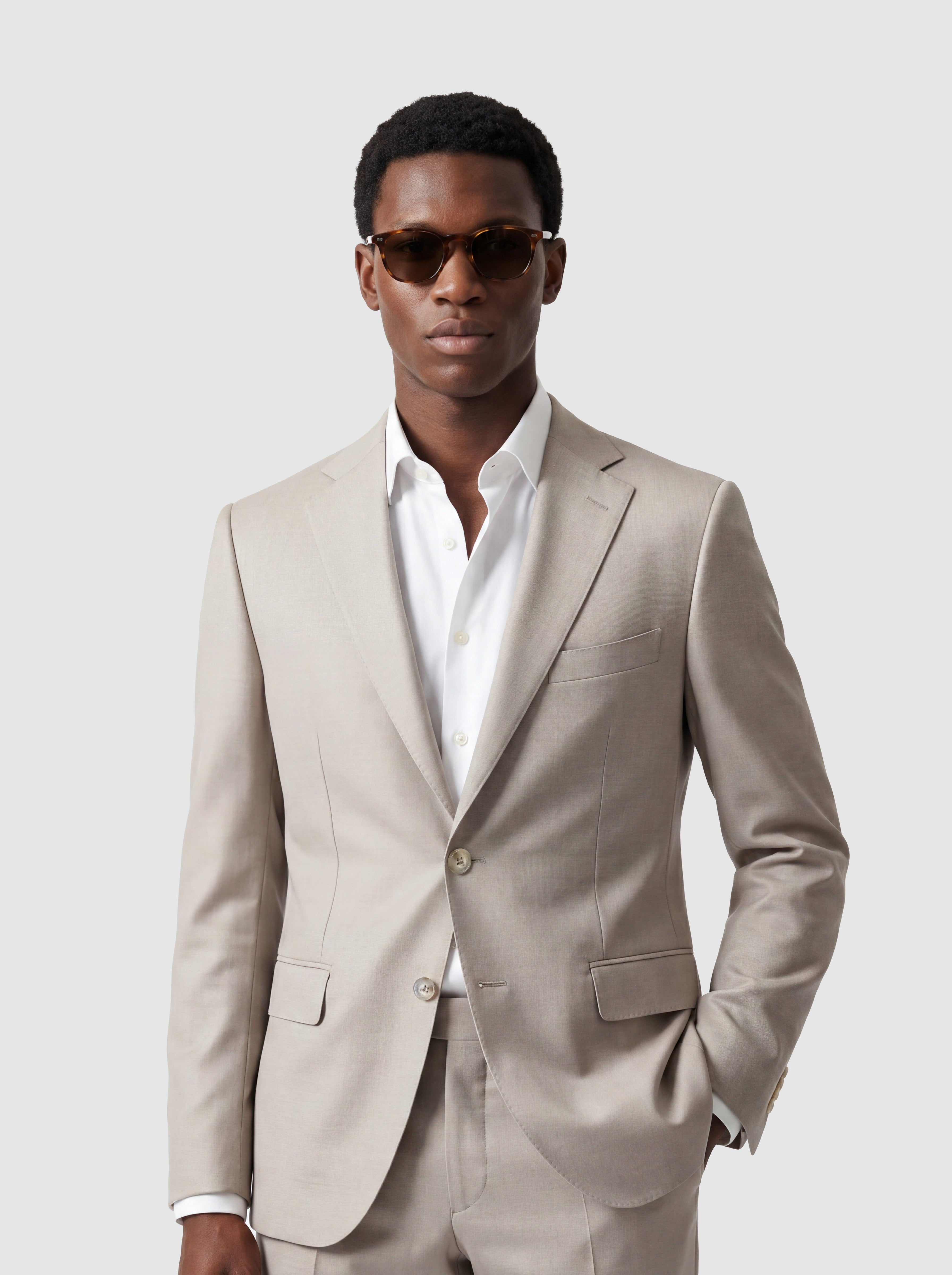Sharkskin Modern Fit Wool Cashmere Suit