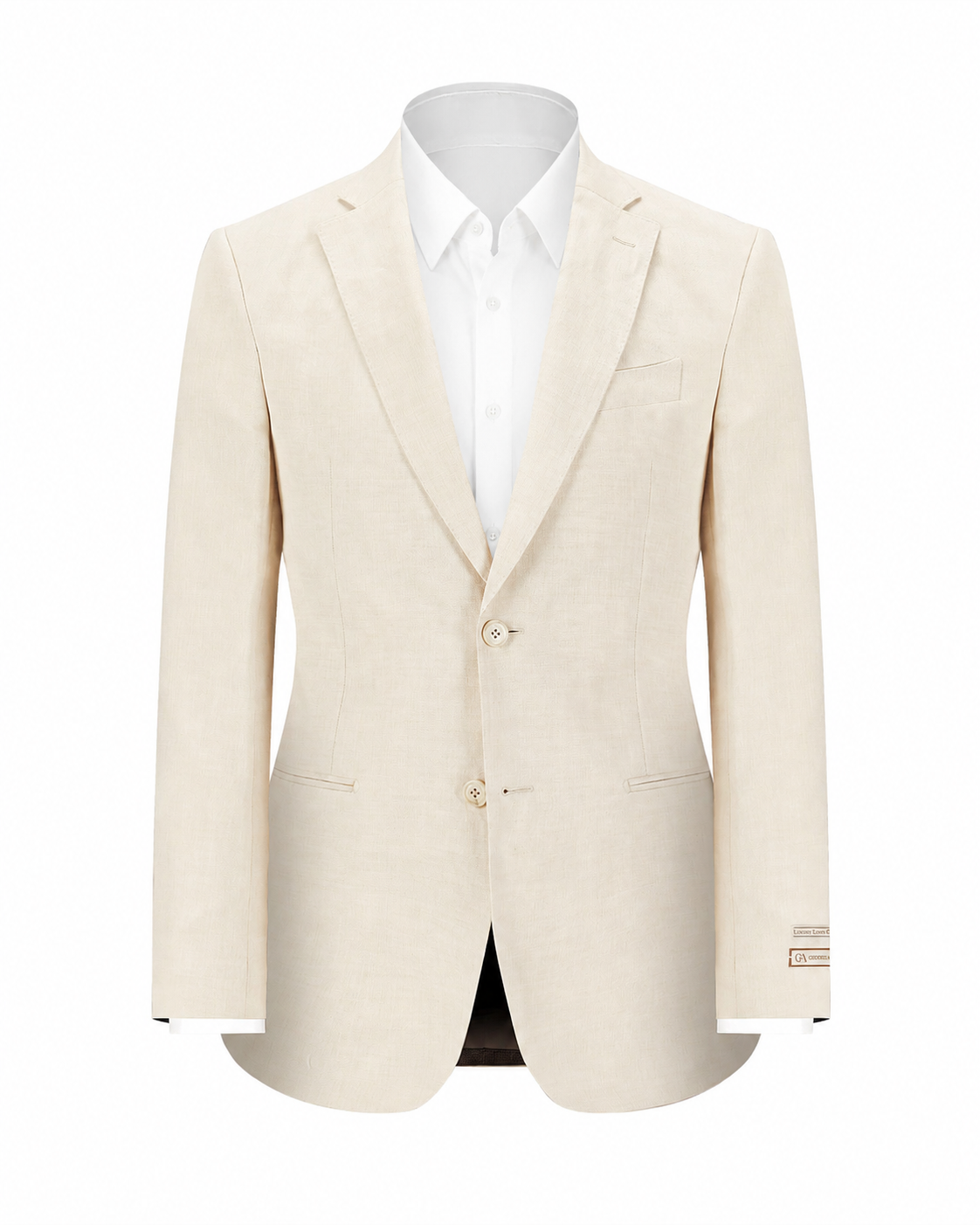 Coastal Luxury Tan Linen-Cotton Tailored Fit Suit with Side Buckle Trousers