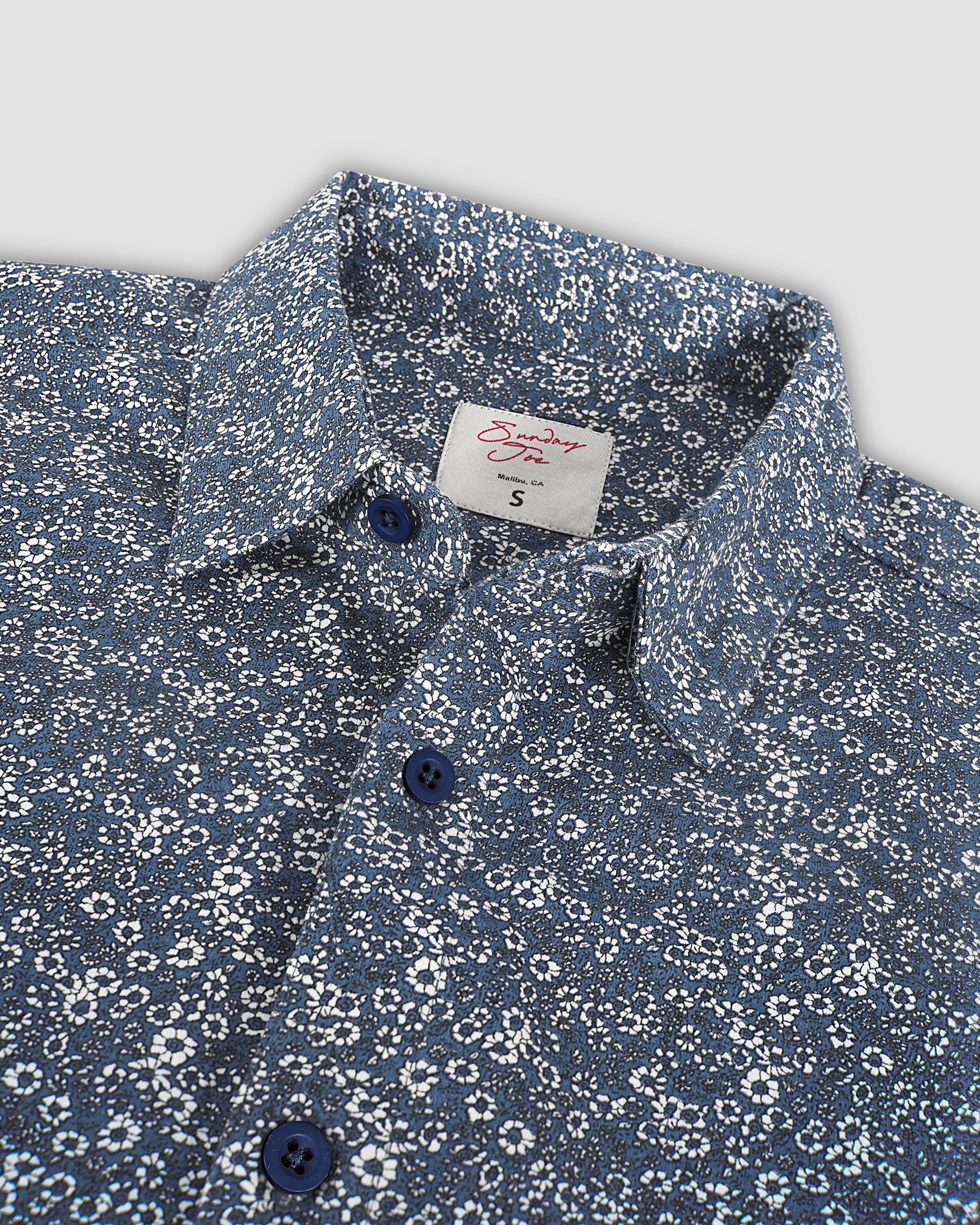 Micro Floral Cotton Short Sleeve Button-Up Shirt