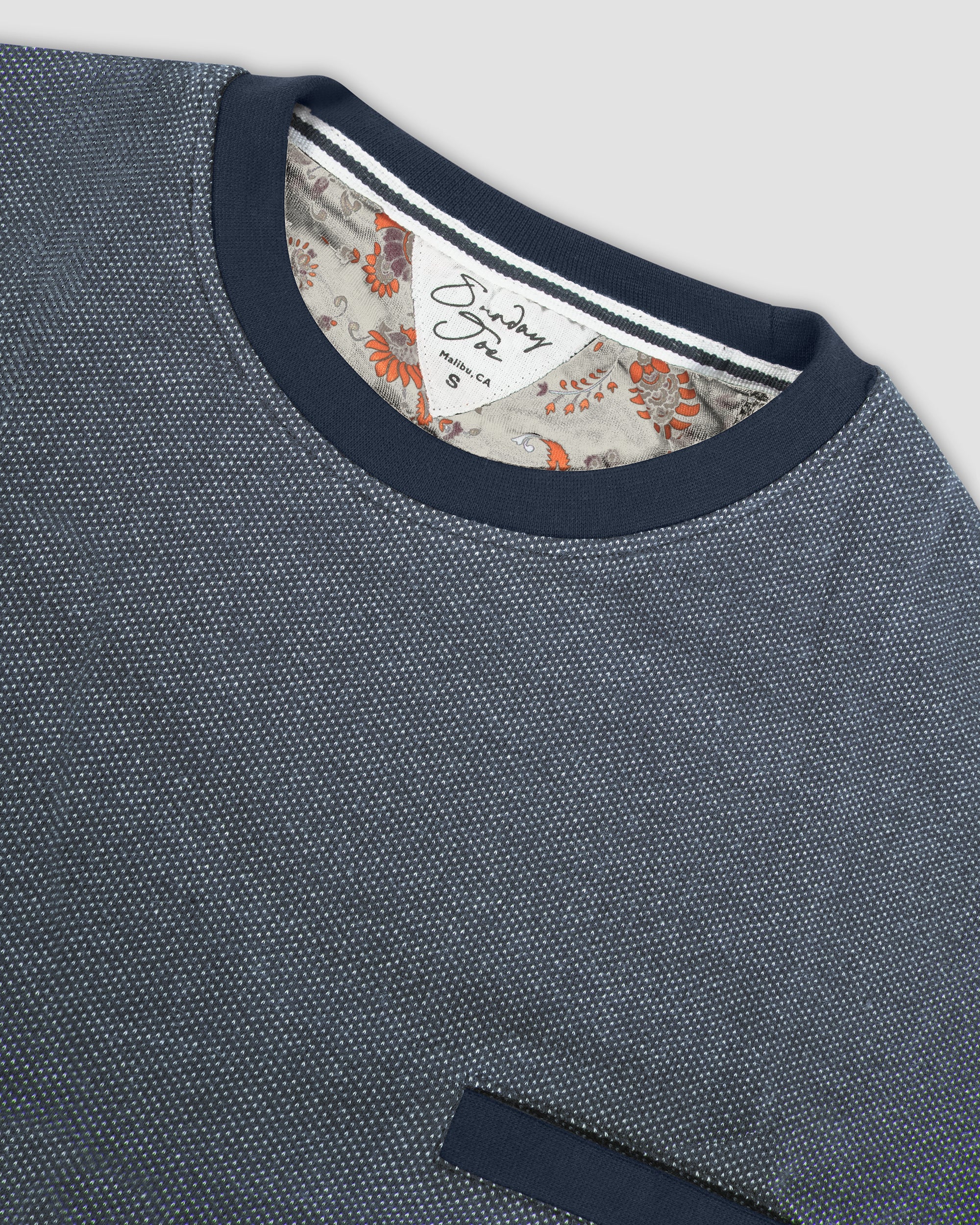 Textured Crew Neck T-Shirt with Contrast Trim