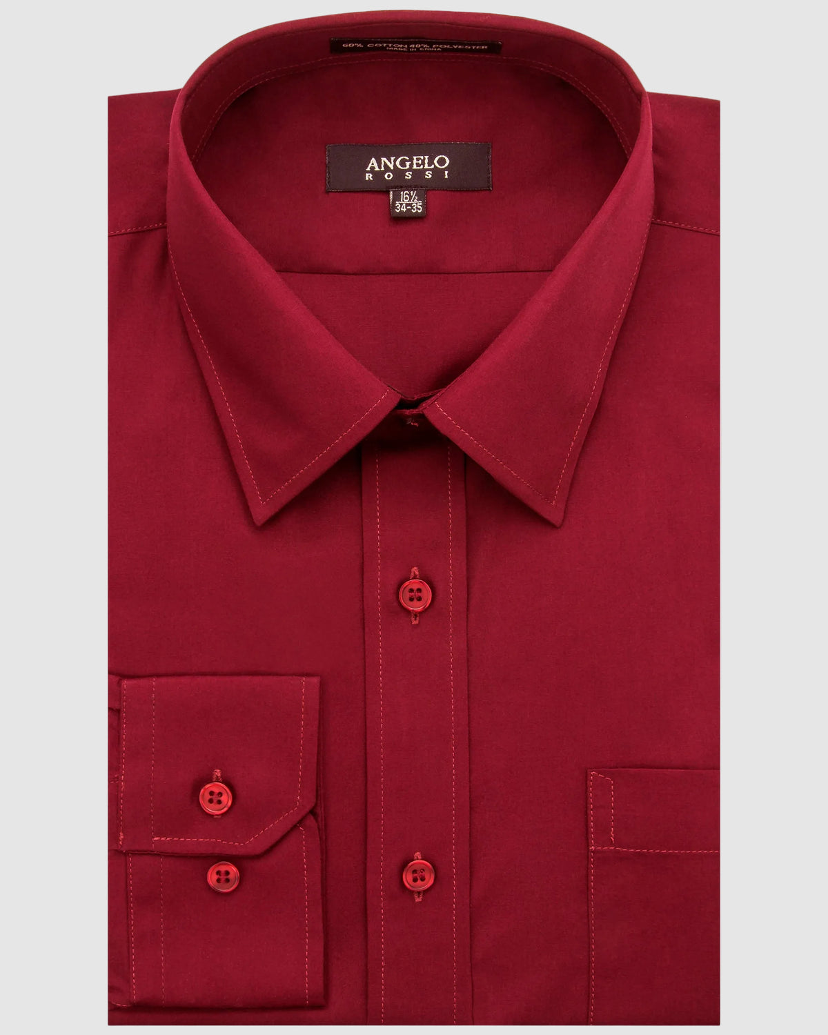Cotton Blend Dress Shirt BURGUNDY / 17.5 / 32/33