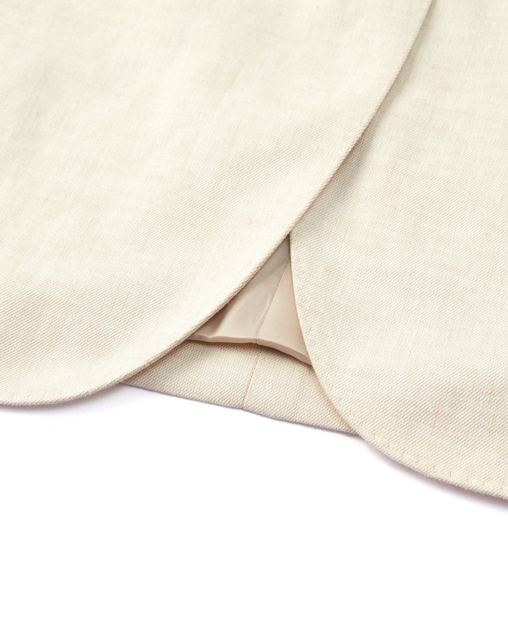Coastal Luxury Tan Linen-Cotton Tailored Fit Suit with Side Buckle Trousers