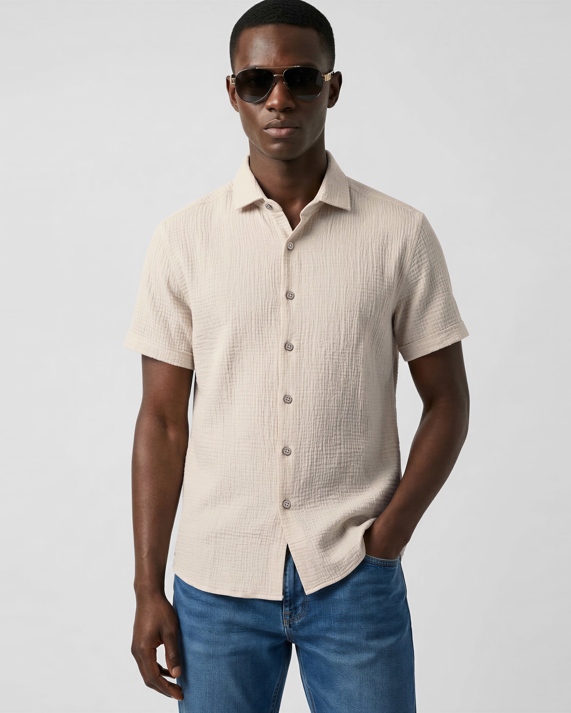 Breathable Gauze Cotton Casual Shirt