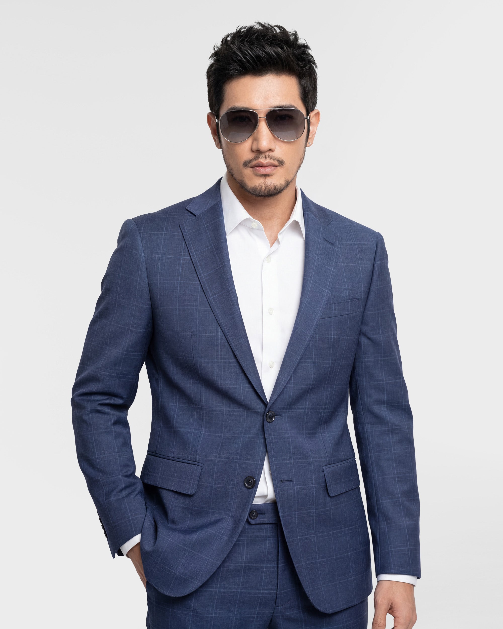 Plaid Extreme Slim Fit Wool Blend Suit