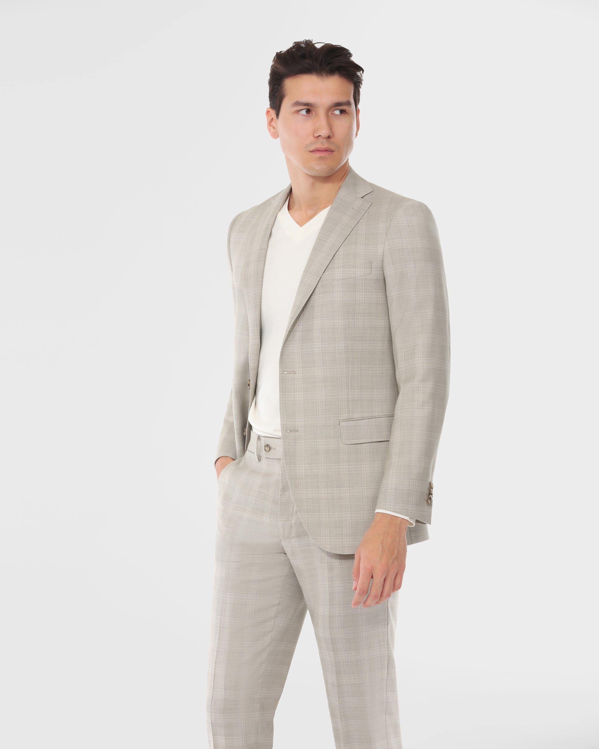 Plaid Modern Fit Wool Cashmere Suit