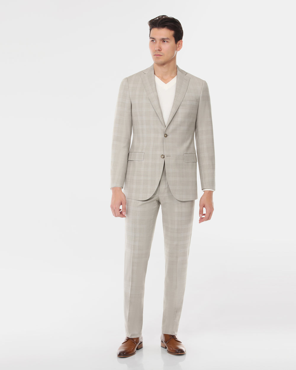 Plaid Modern Fit Wool Cashmere Suit