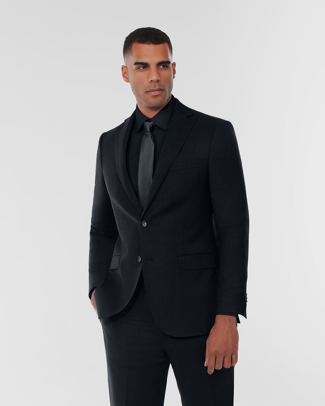 Pin Stripe Modern Fit Wool Cashmere Suit
