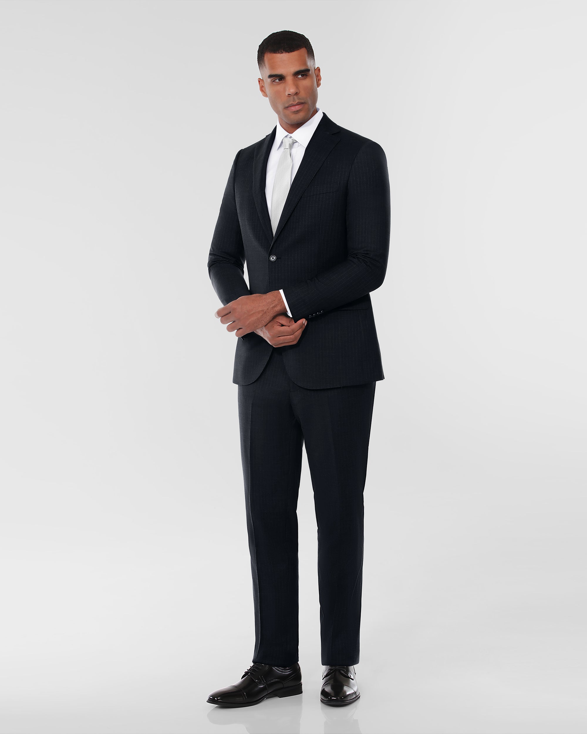Pin Stripe Modern Fit Wool Cashmere Suit