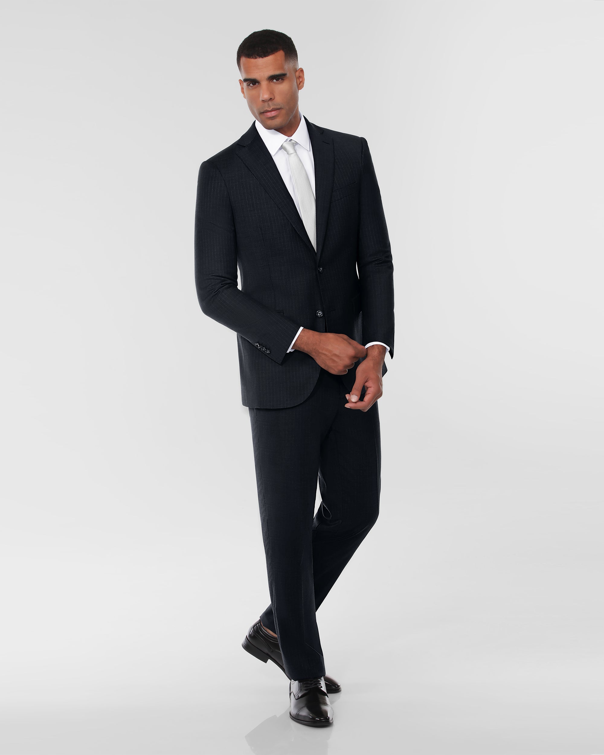 Pin Stripe Modern Fit Wool Cashmere Suit