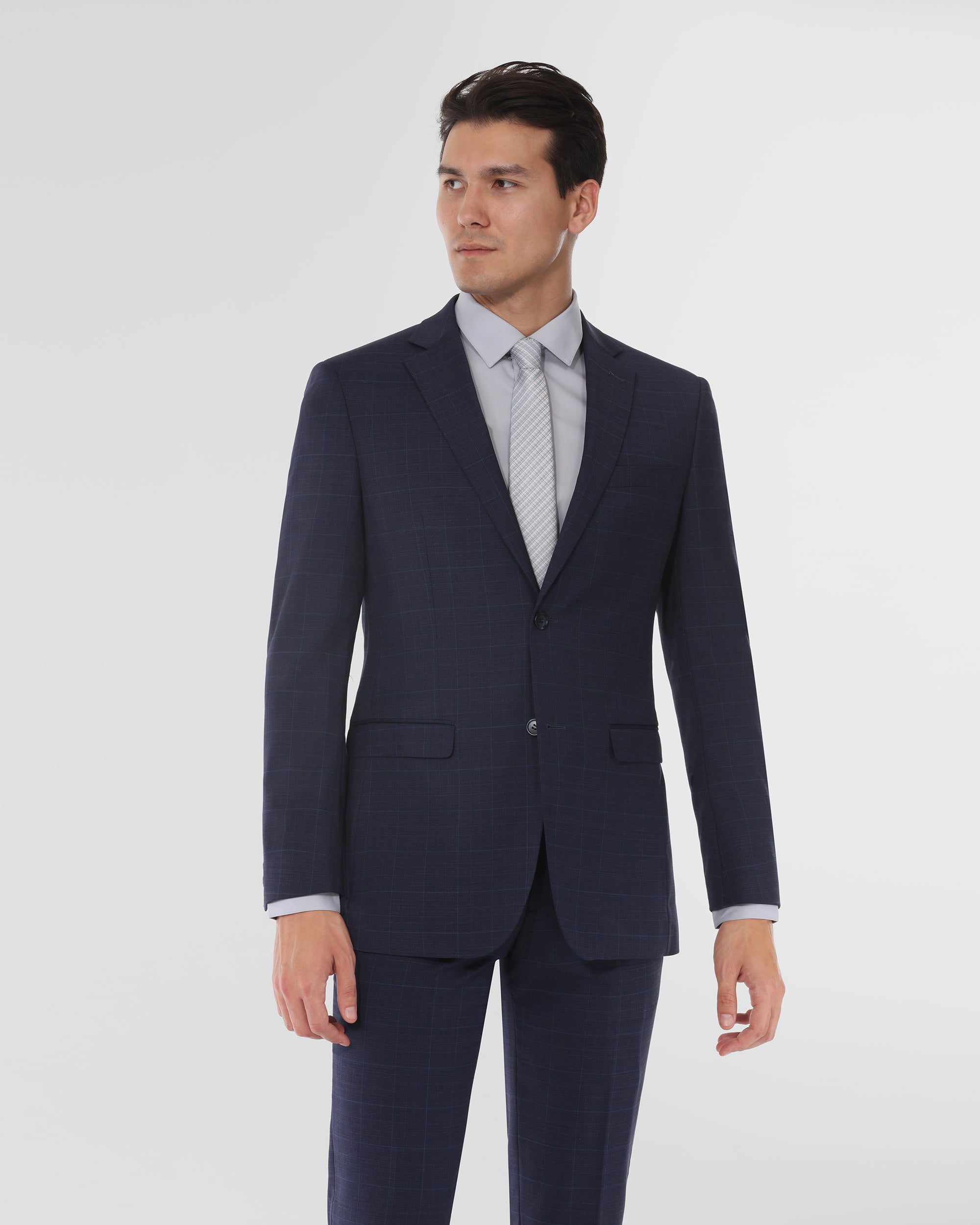 Window Pane Modern Fit Wool Blend Suit